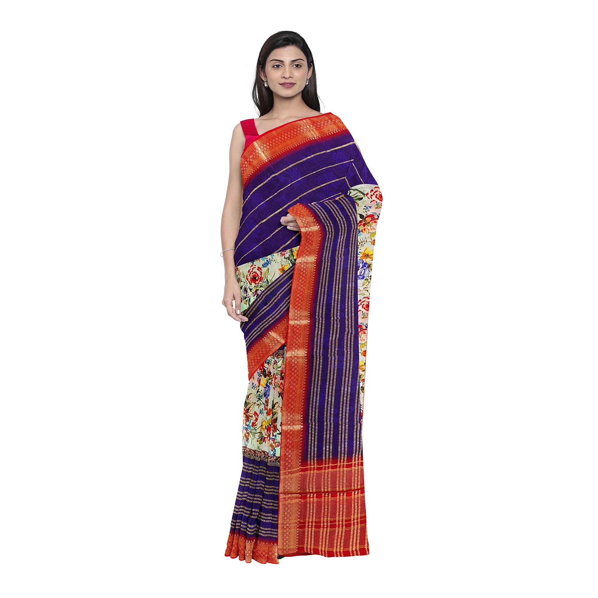Purple Printed Fancy Saree – Shop Online