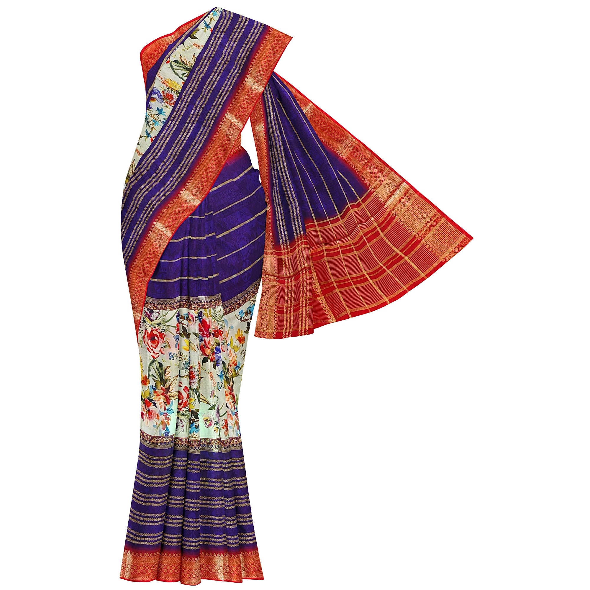 Purple Printed Fancy Saree – Shop Online