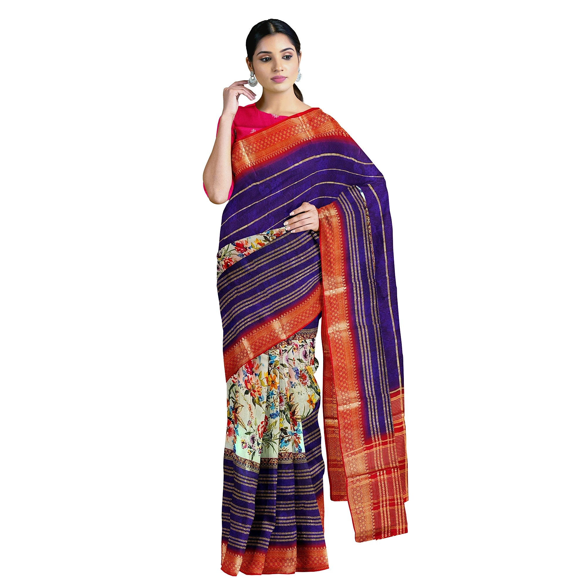 Purple Printed Fancy Saree – Shop Online