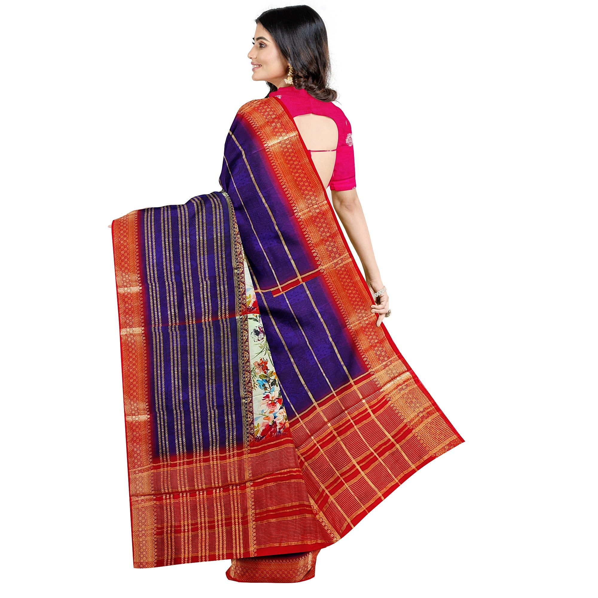 Purple Printed Fancy Saree – Shop Online