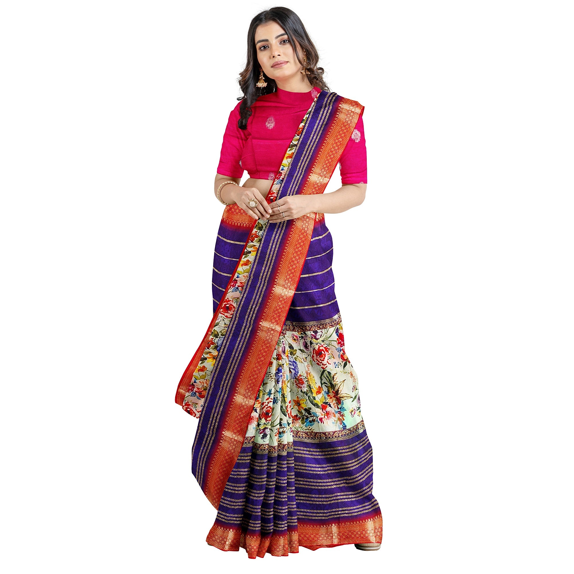 Purple Printed Fancy Saree – Shop Online