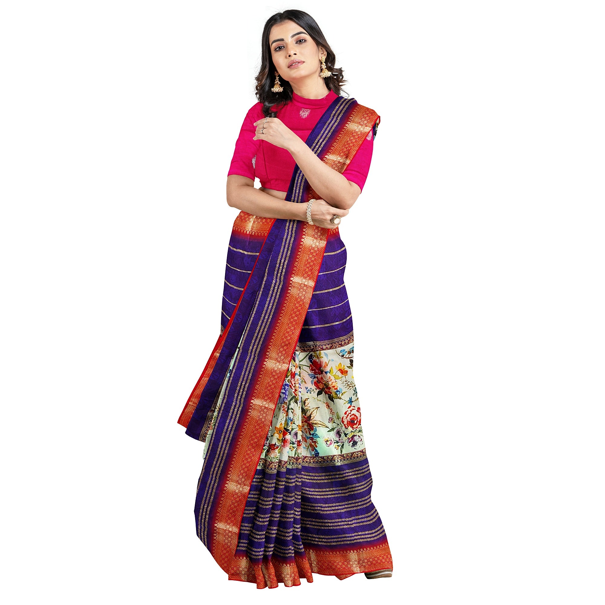 Purple Printed Fancy Saree – Shop Online