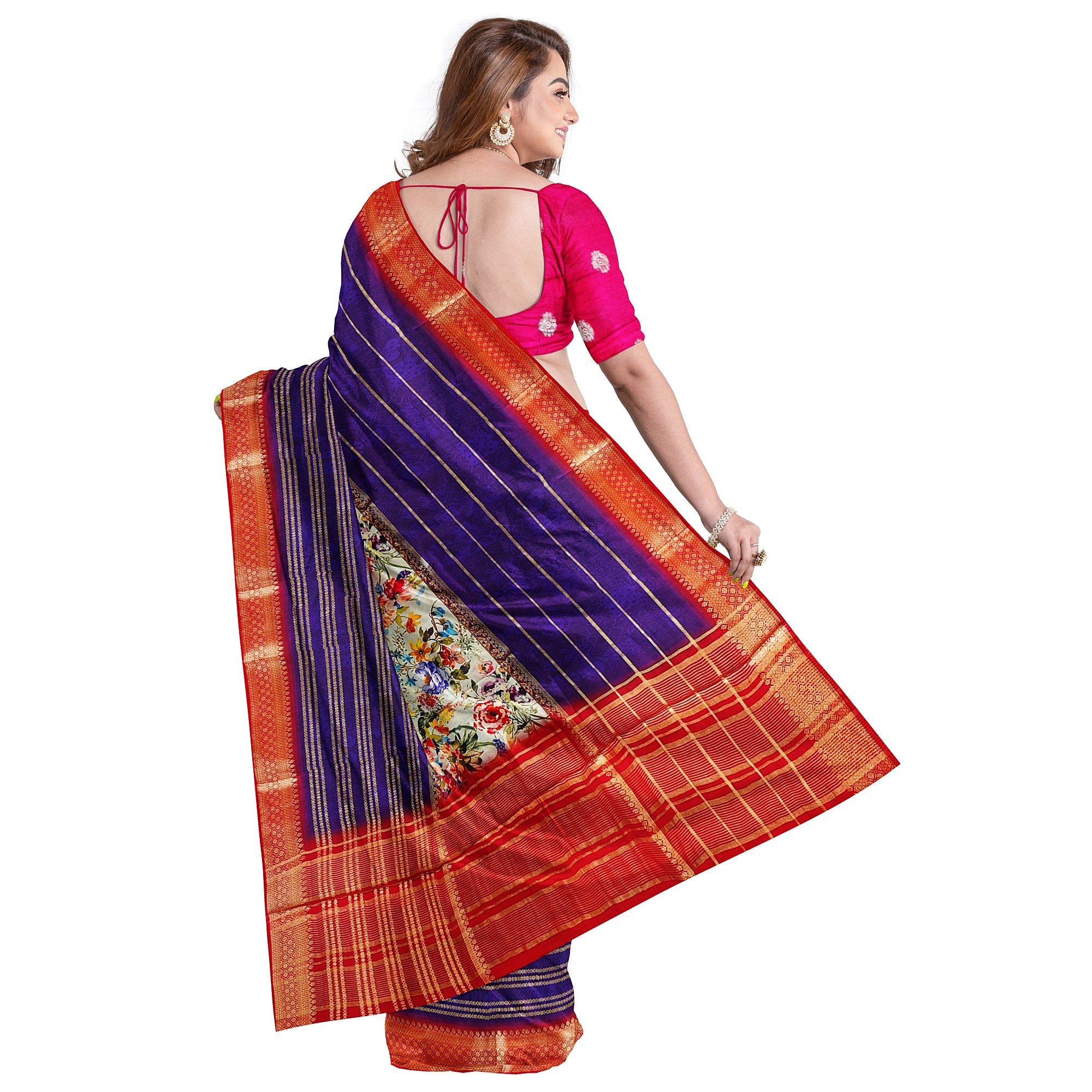 Purple Printed Fancy Saree – Shop Online