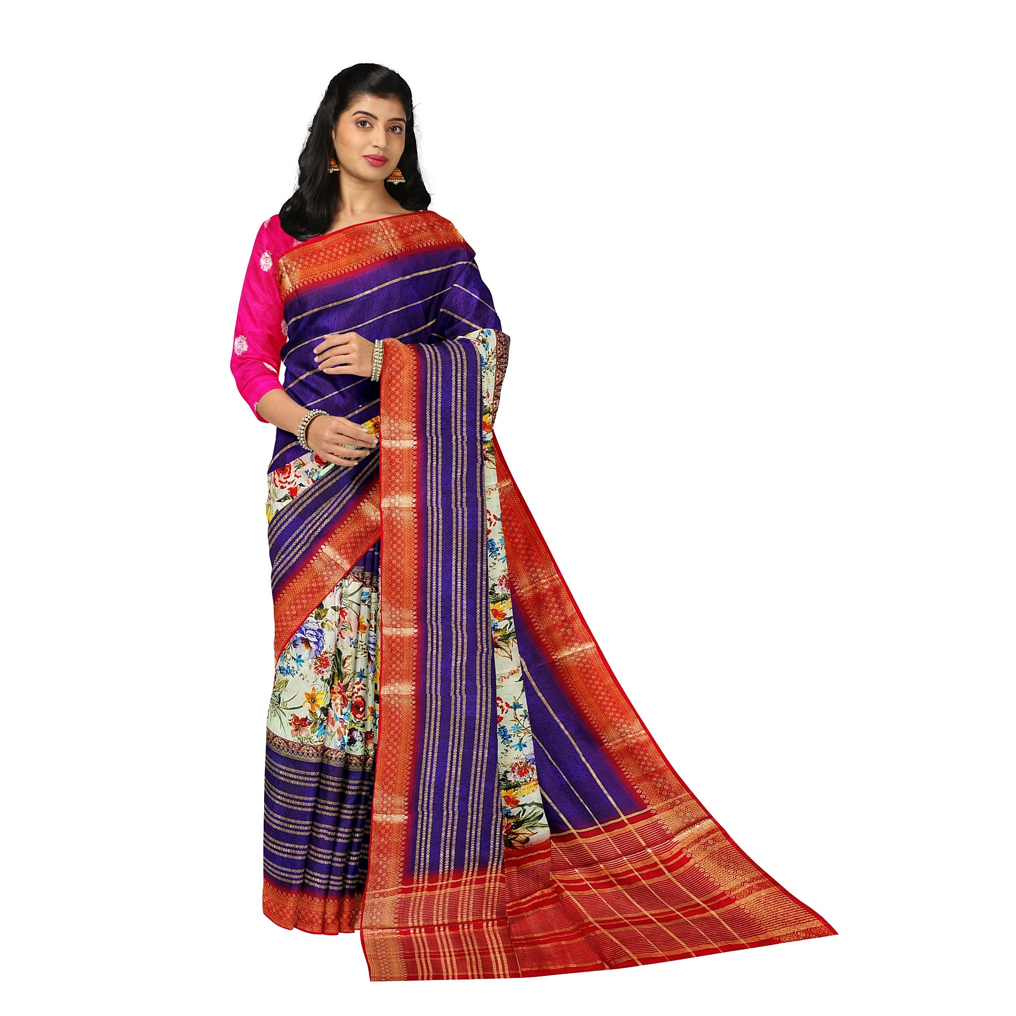 Purple Printed Fancy Saree – Shop Online