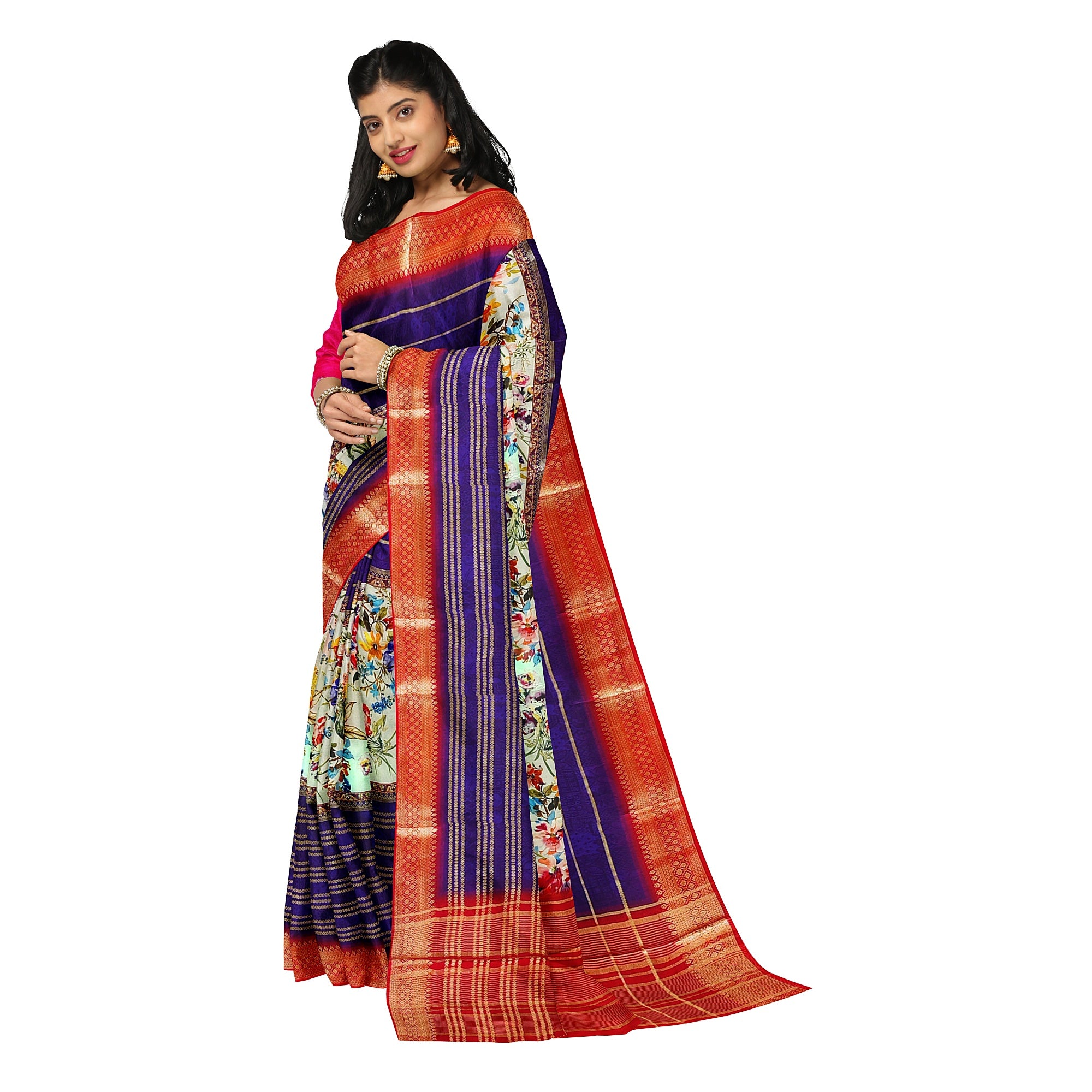 Purple Printed Fancy Saree – Shop Online