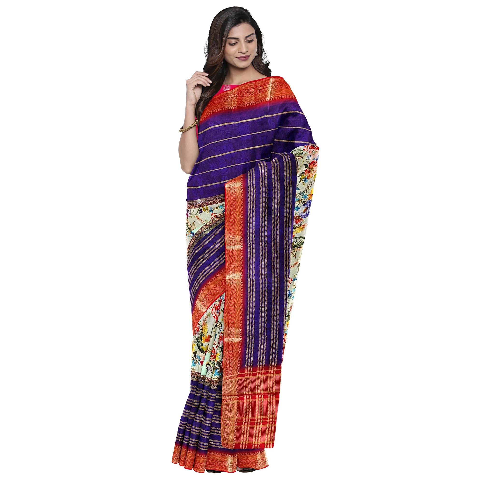 Purple Printed Fancy Saree – Shop Online