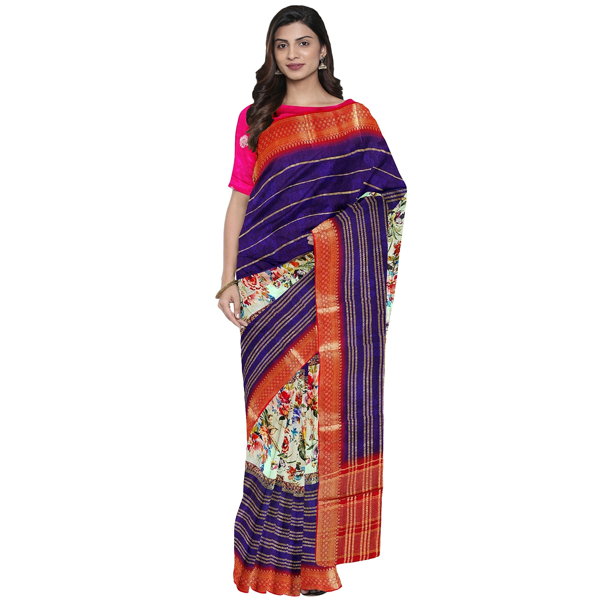 Purple Printed Fancy Saree – Shop Online