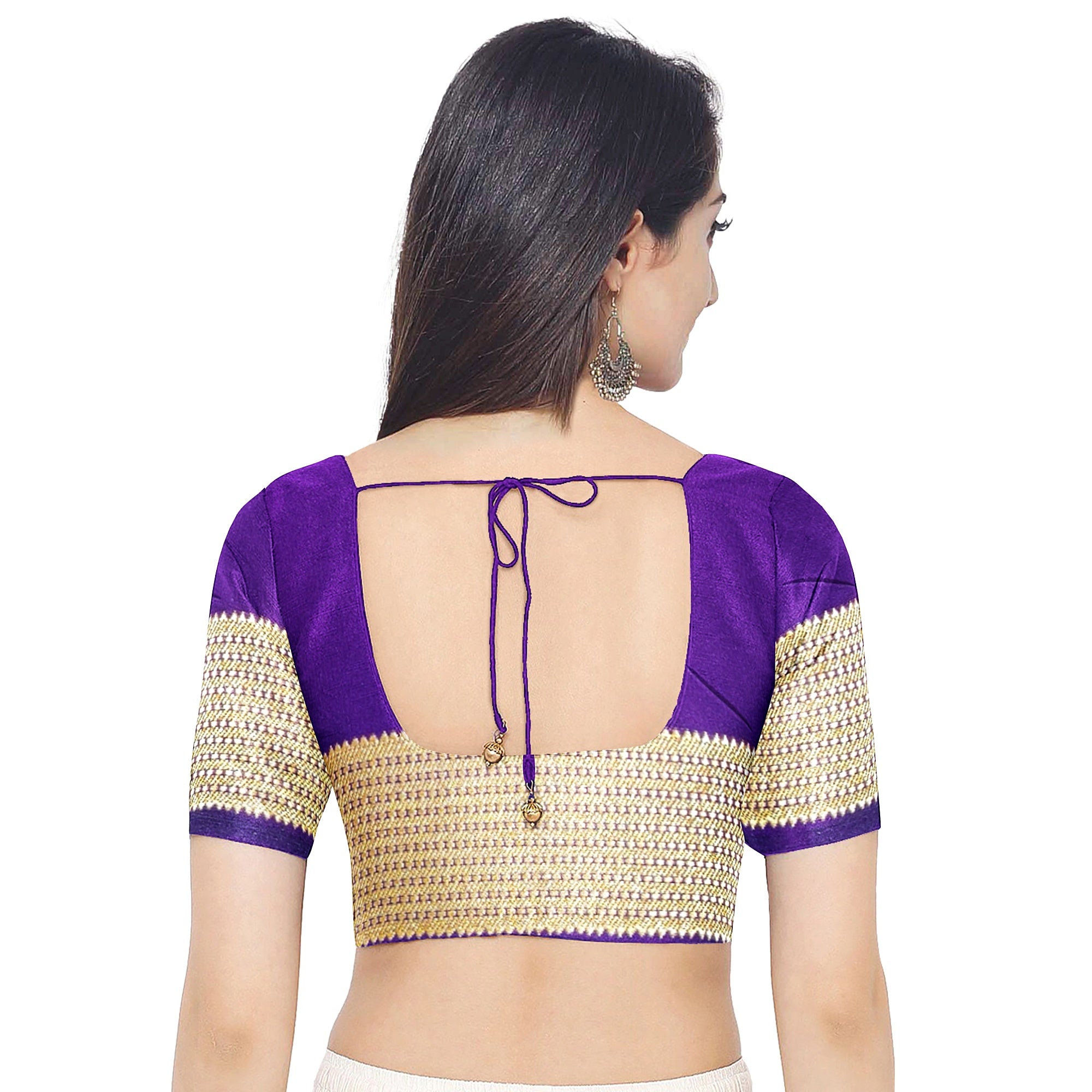 Bluish Designer Crepe Saree – Purple Pallu – Shop Online