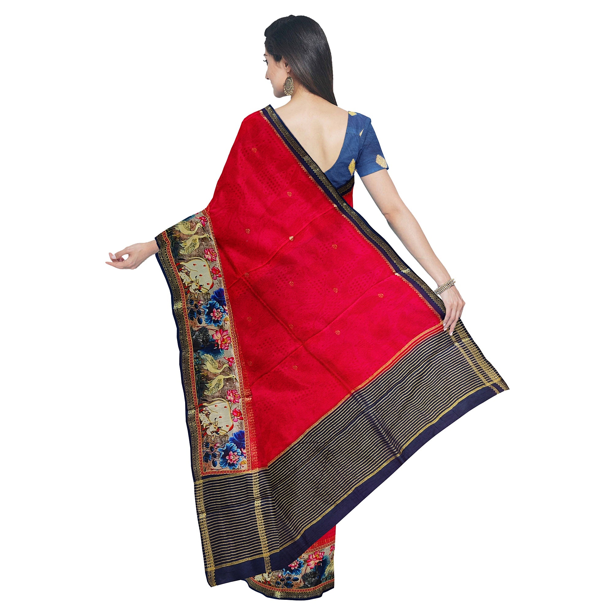 Raw Silk Saree – Traditional Elephant Border – Shop Online