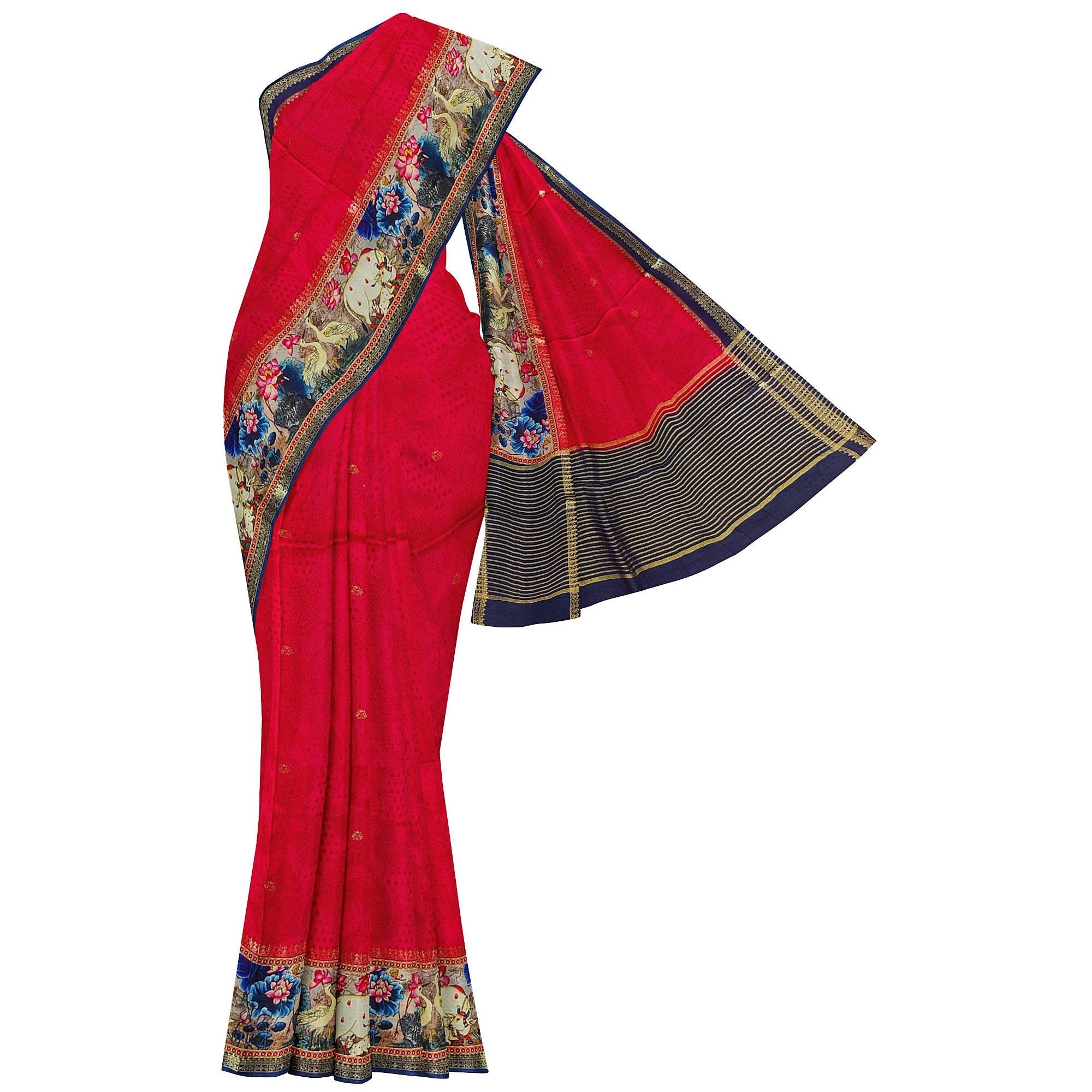 Raw Silk Saree – Traditional Elephant Border – Shop Online