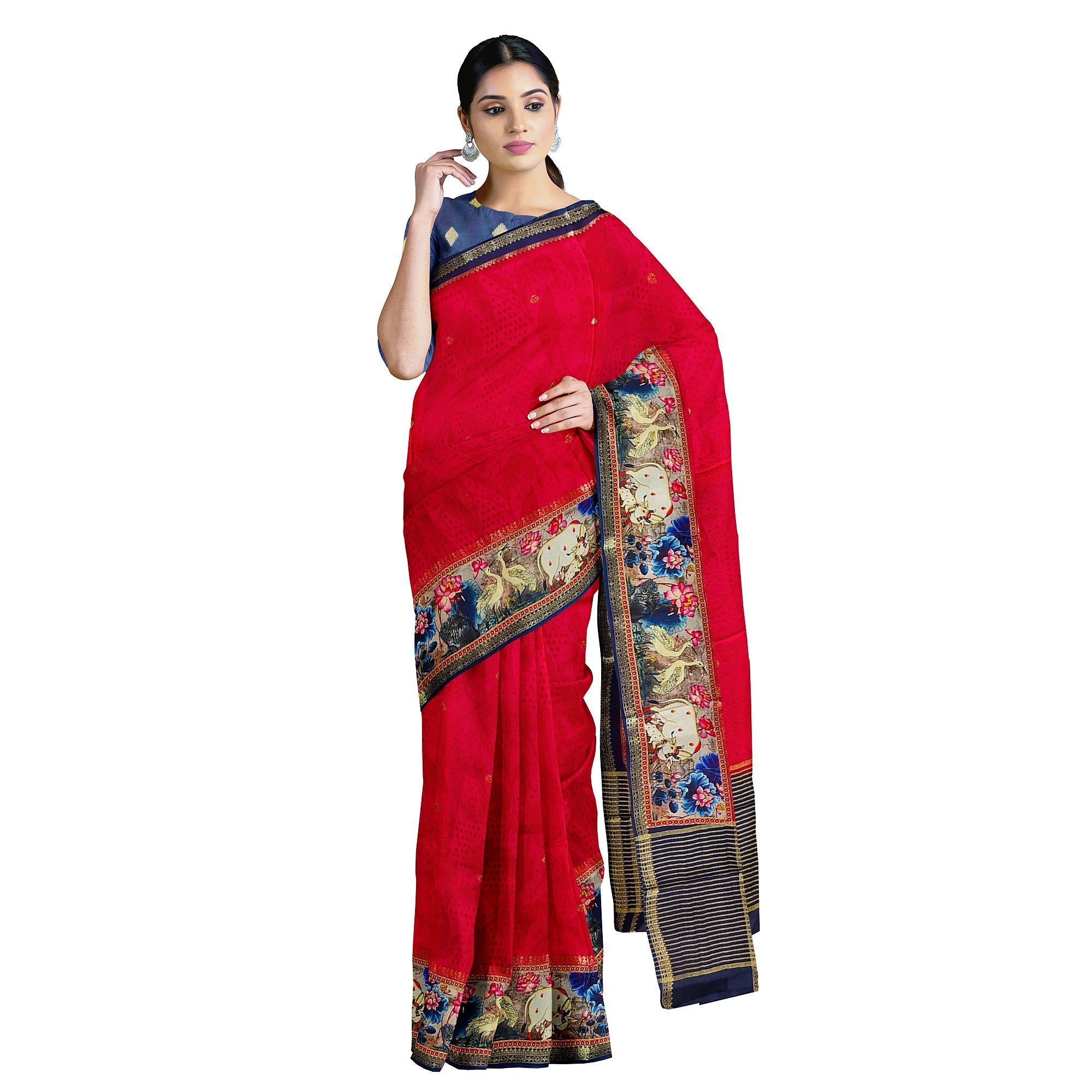 Raw Silk Saree – Traditional Elephant Border – Shop Online