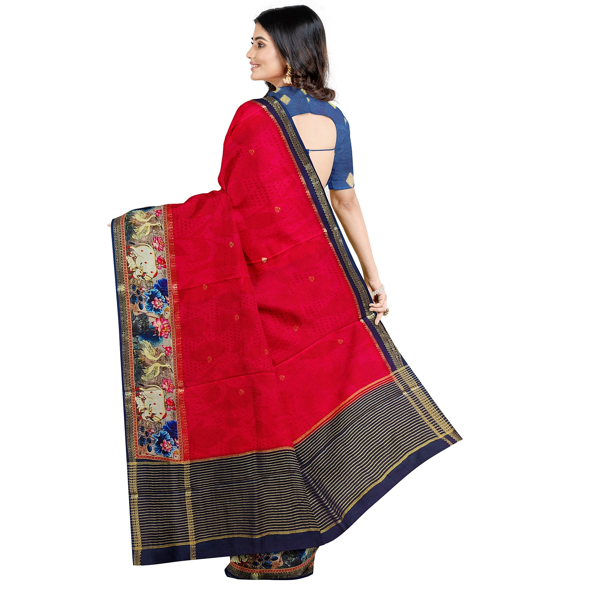 Raw Silk Saree – Traditional Elephant Border – Shop Online