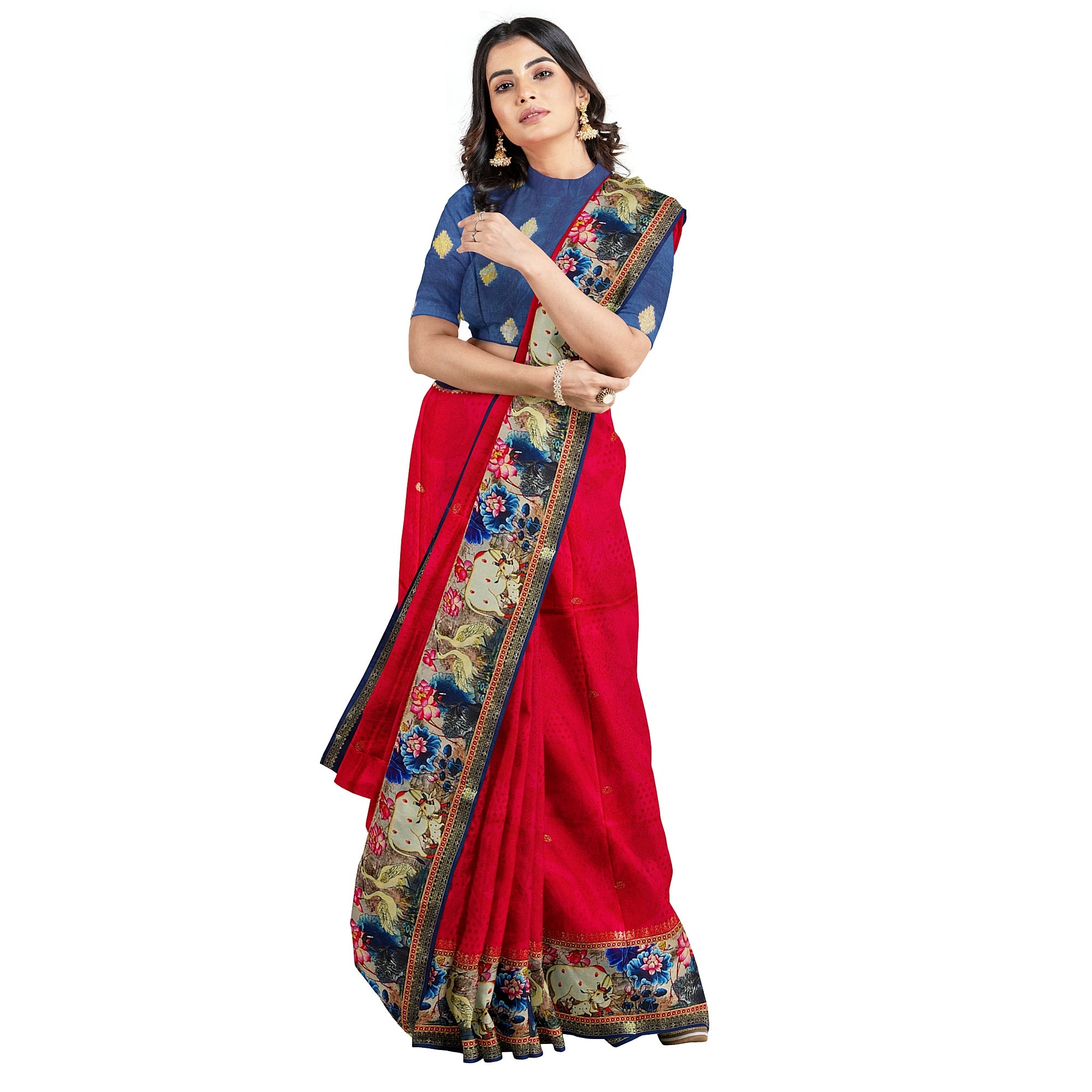 Raw Silk Saree – Traditional Elephant Border – Shop Online