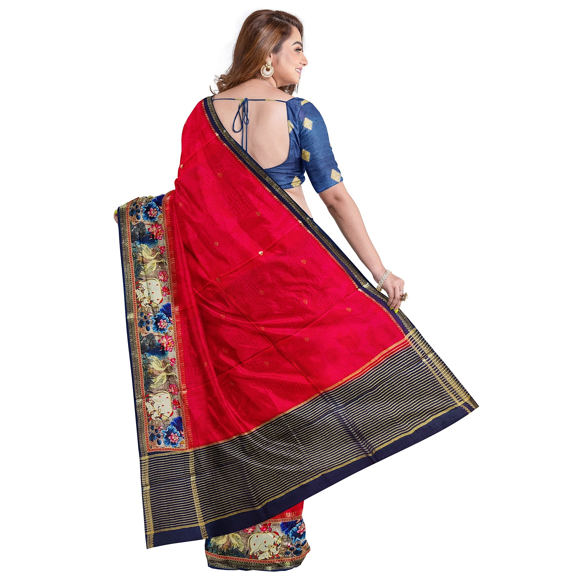 Raw Silk Saree – Traditional Elephant Border – Shop Online