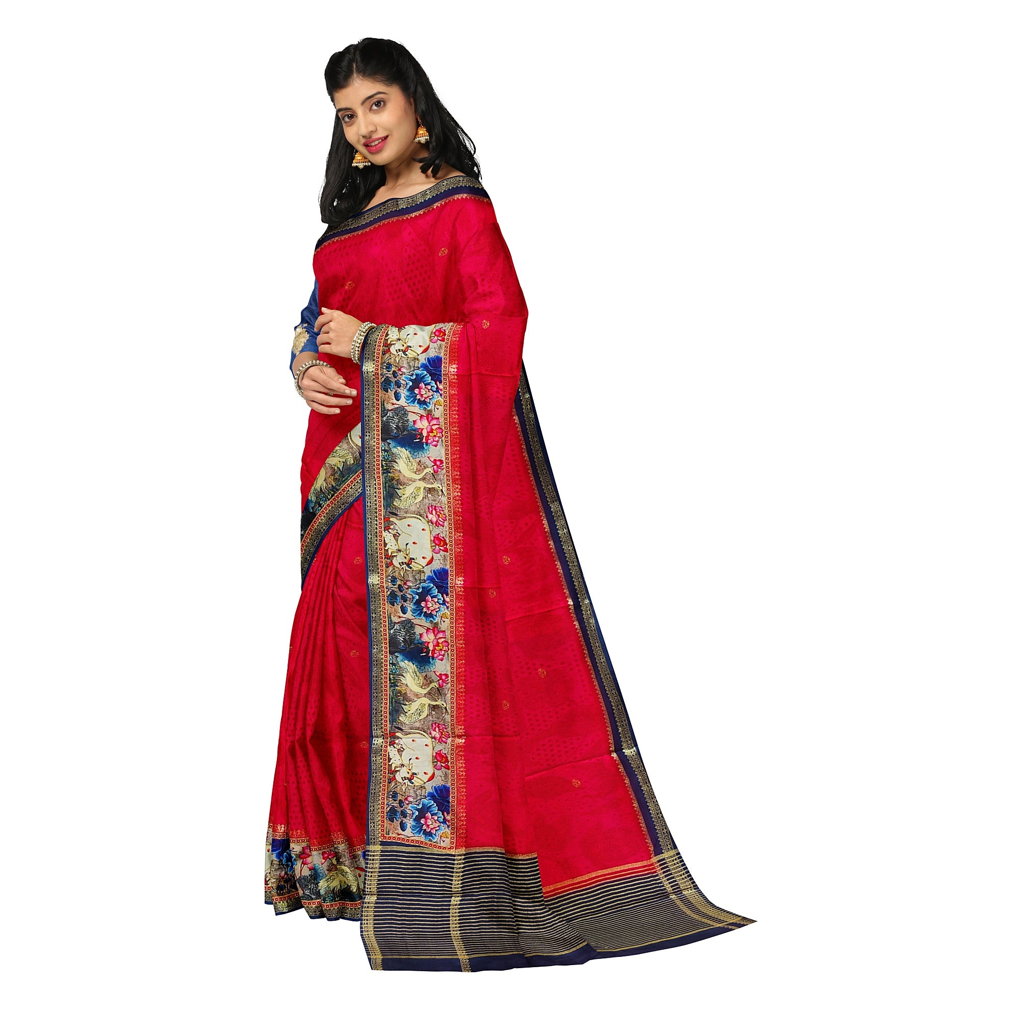 Raw Silk Saree – Traditional Elephant Border – Shop Online