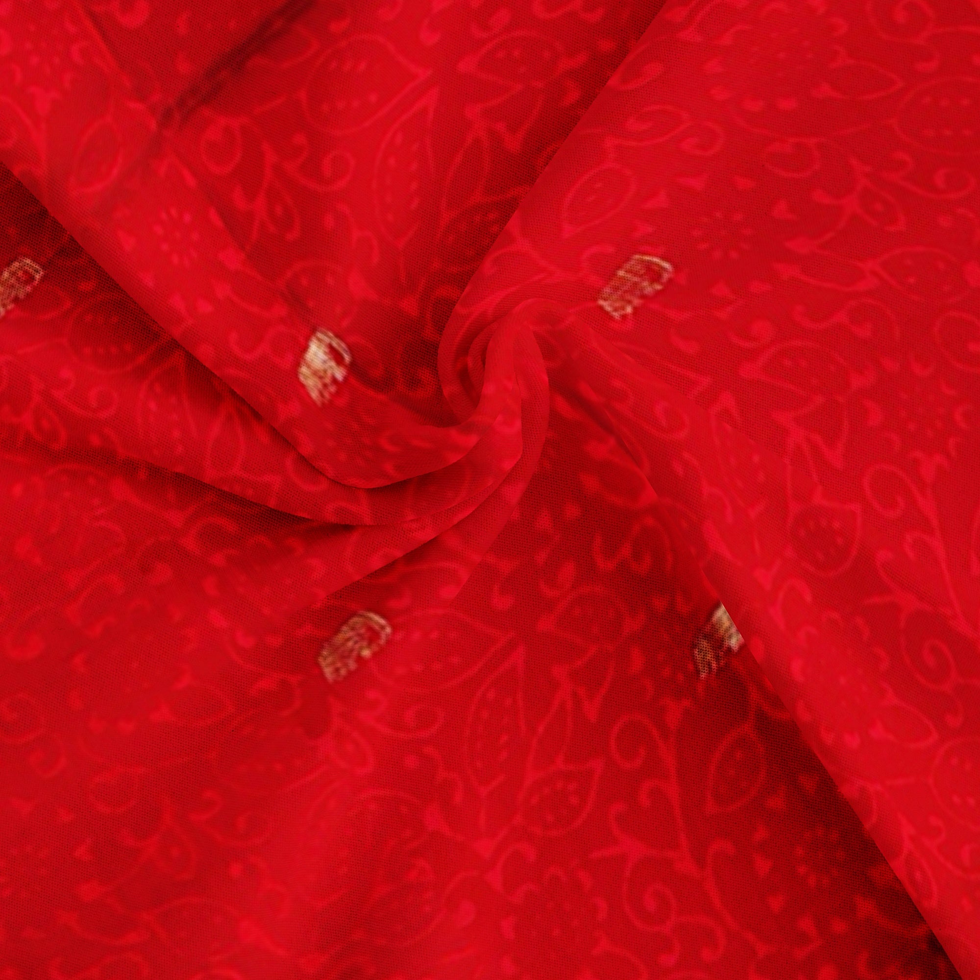 Red Saree – Floral Work & Traditional Printed Border – Shop Online