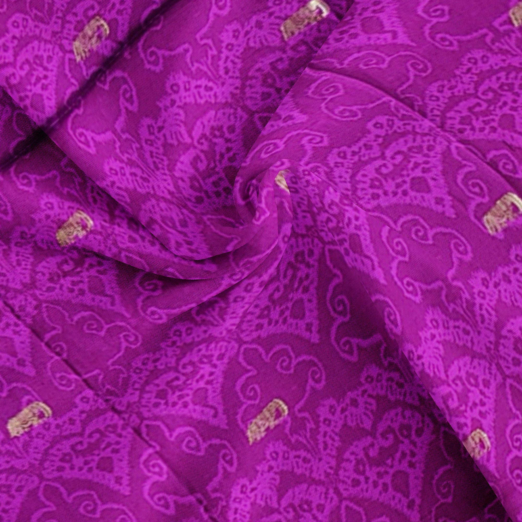 Purple Printed Saree – Flamingo Border Work – Shop Online