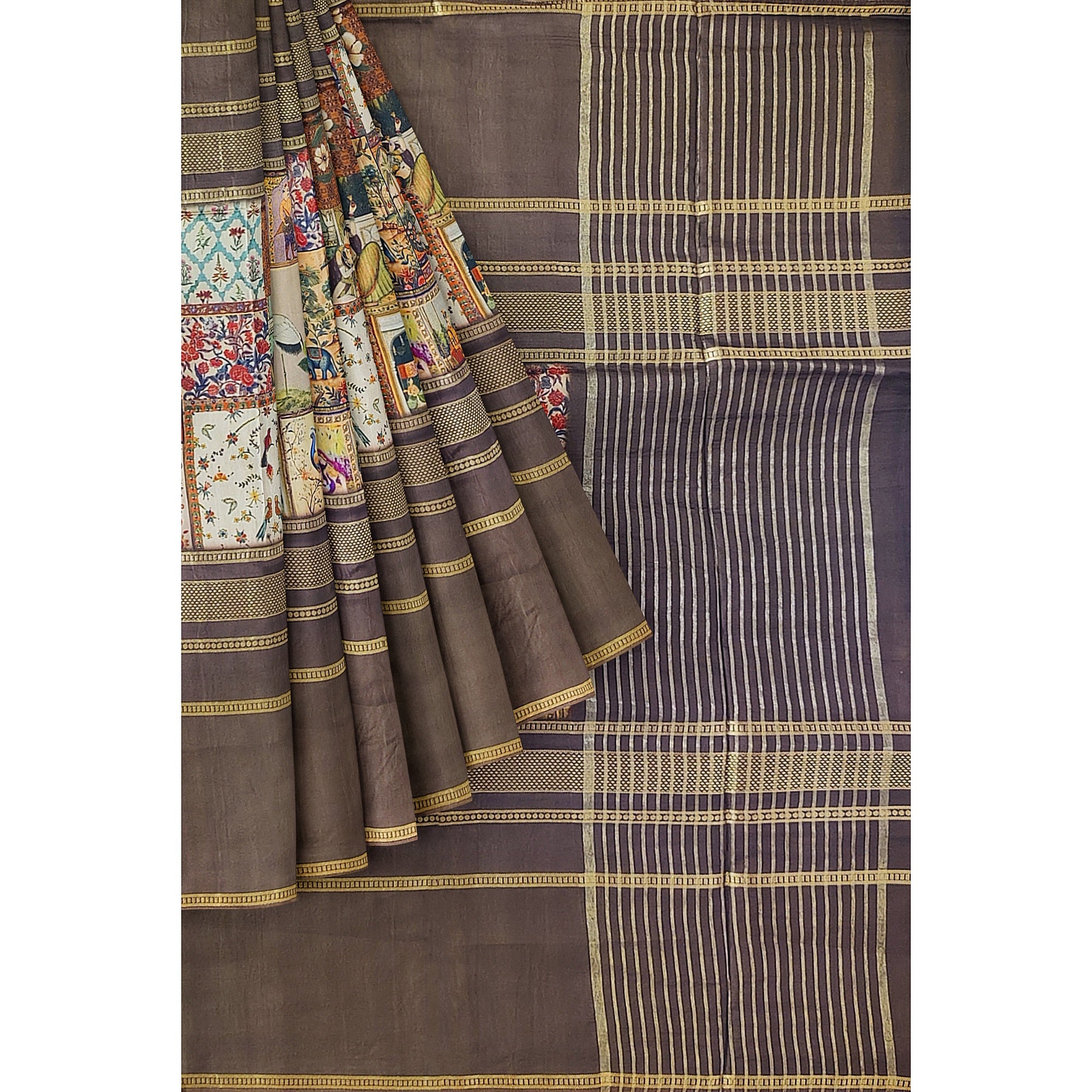 Chocolate Printed Saree – Traditional Design – Shop Online