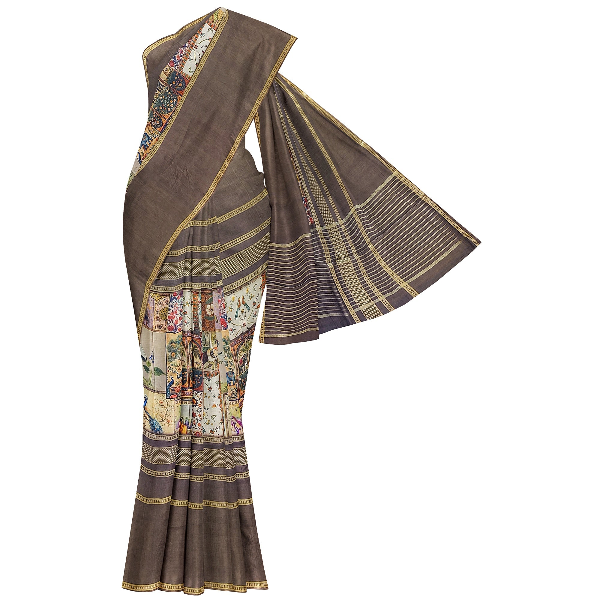 Chocolate Printed Saree – Traditional Design – Shop Online