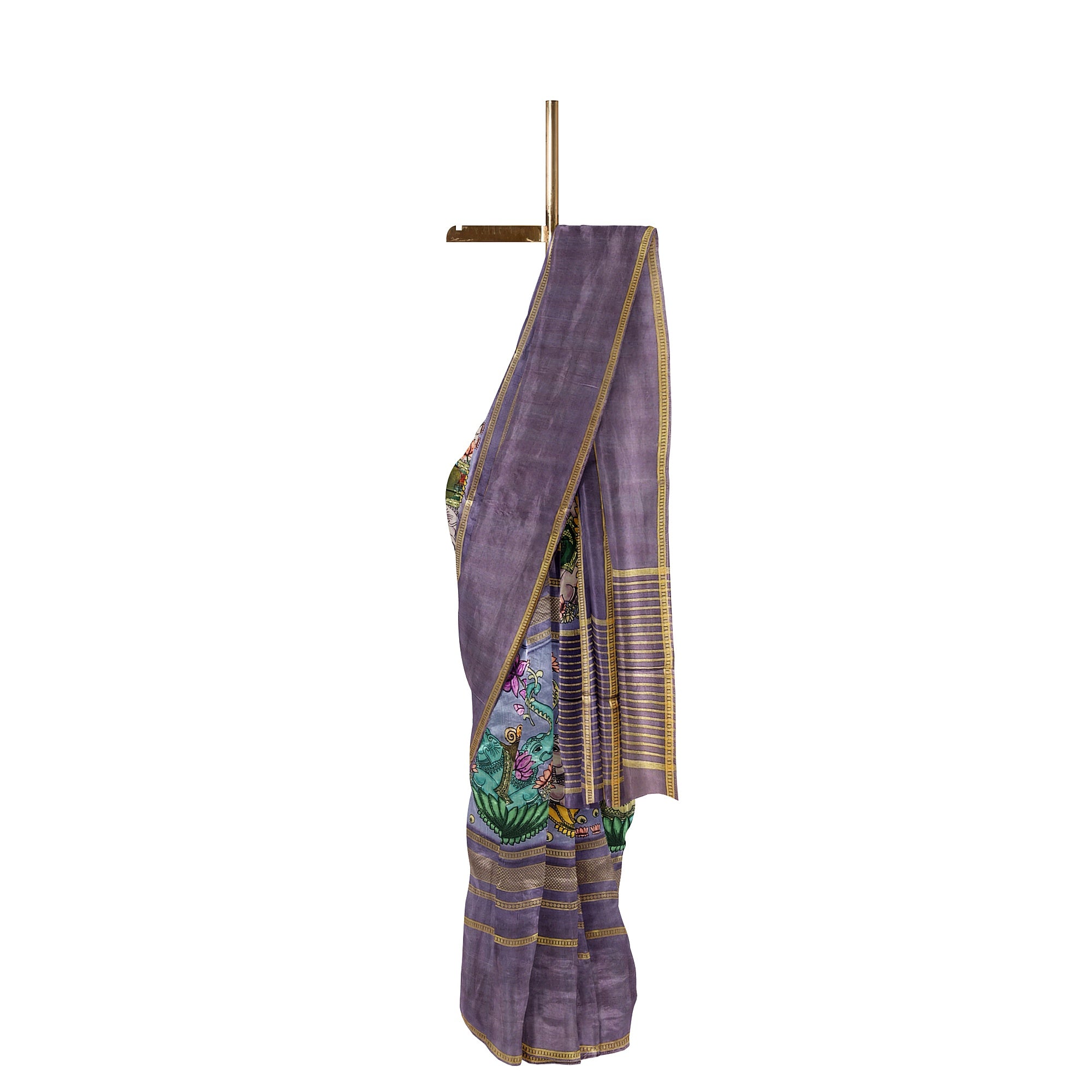 Dark Lavender Printed Saree – Traditional Design – Shop Online