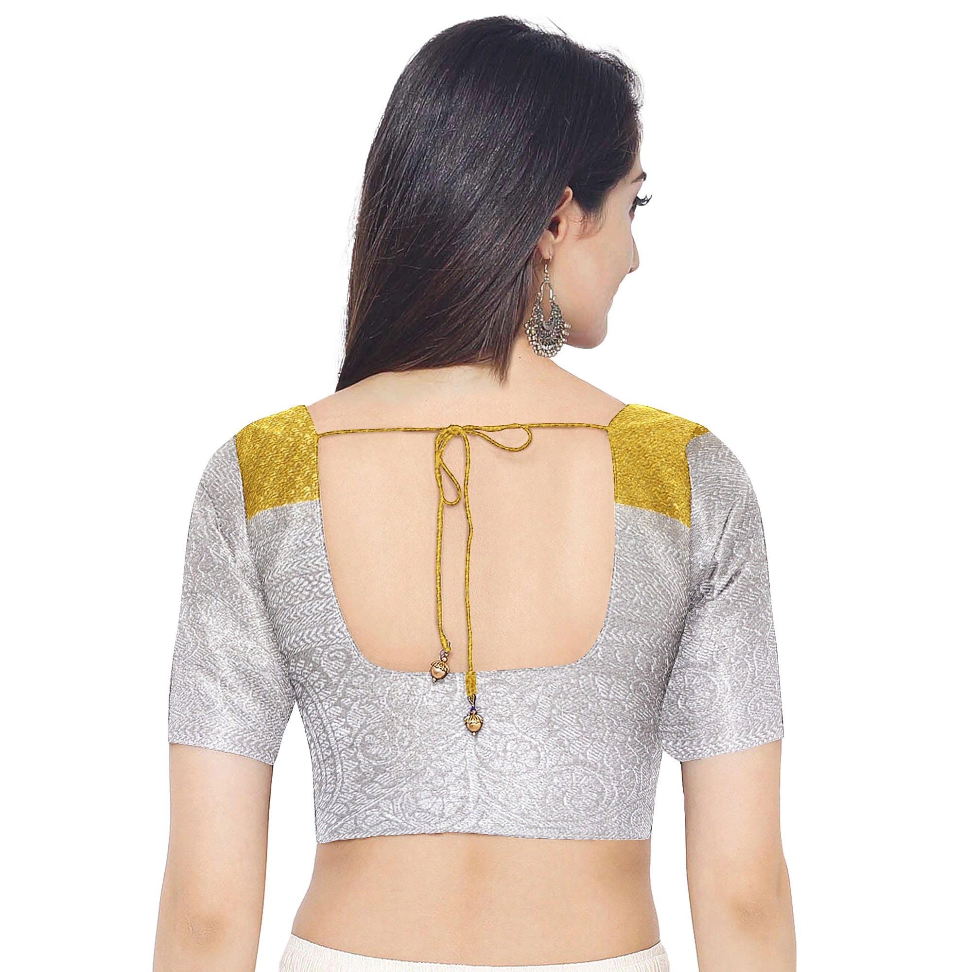 Gold Saree with Silver Border – Semi Tissue Silk Elegance