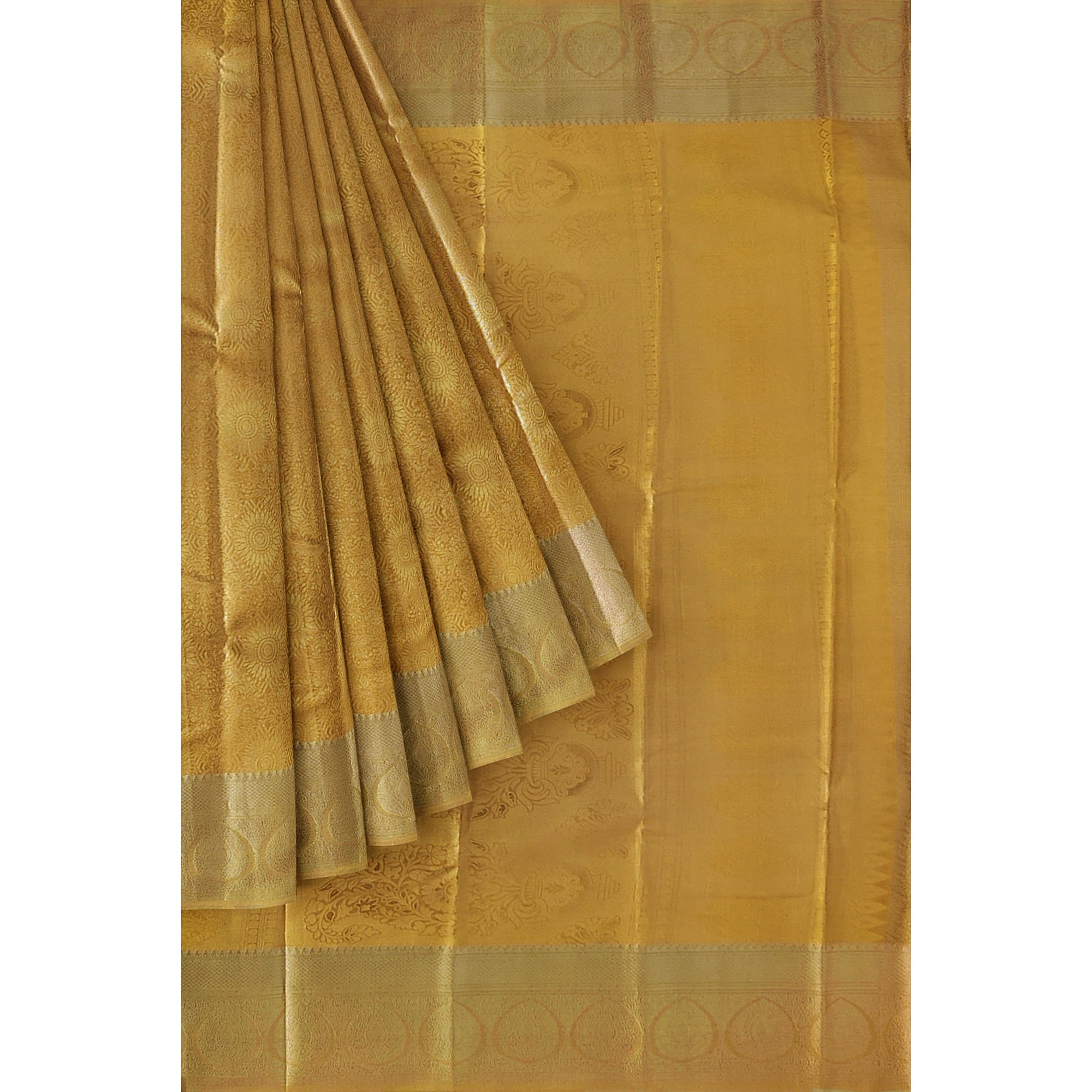Pure Gold Saree with Self Border – Timeless Elegance