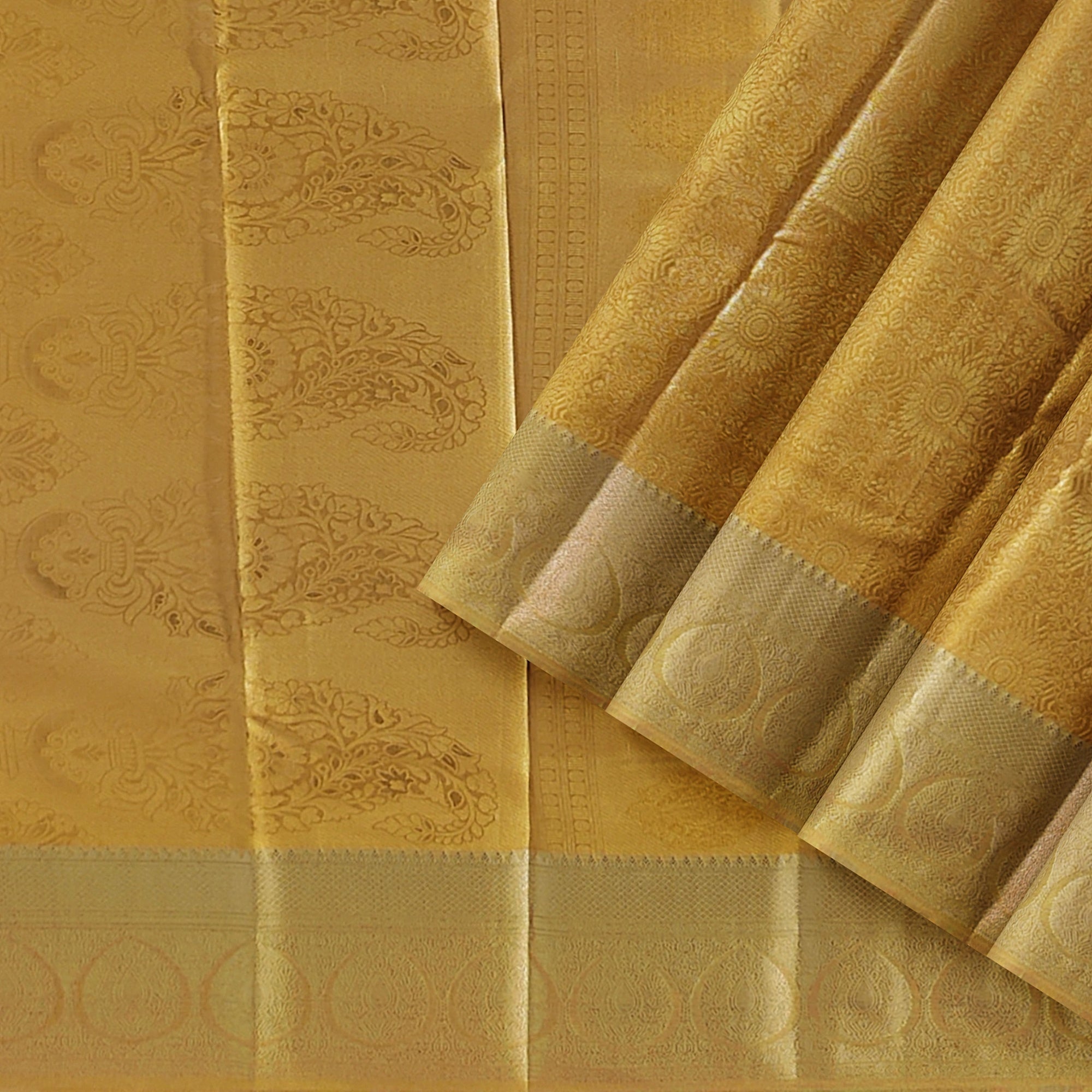 Pure Gold Saree with Self Border – Timeless Elegance