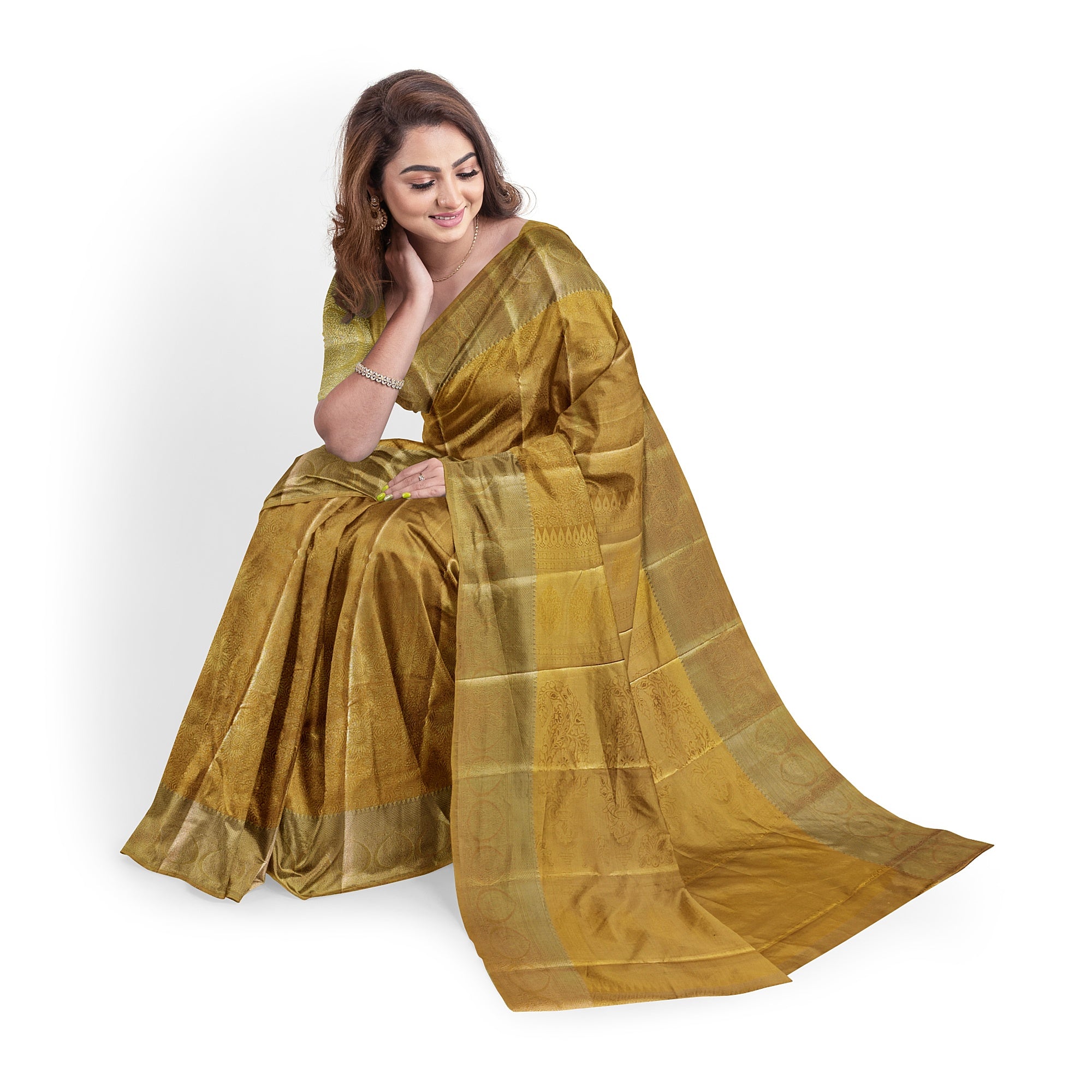 Pure Gold Saree with Self Border – Timeless Elegance