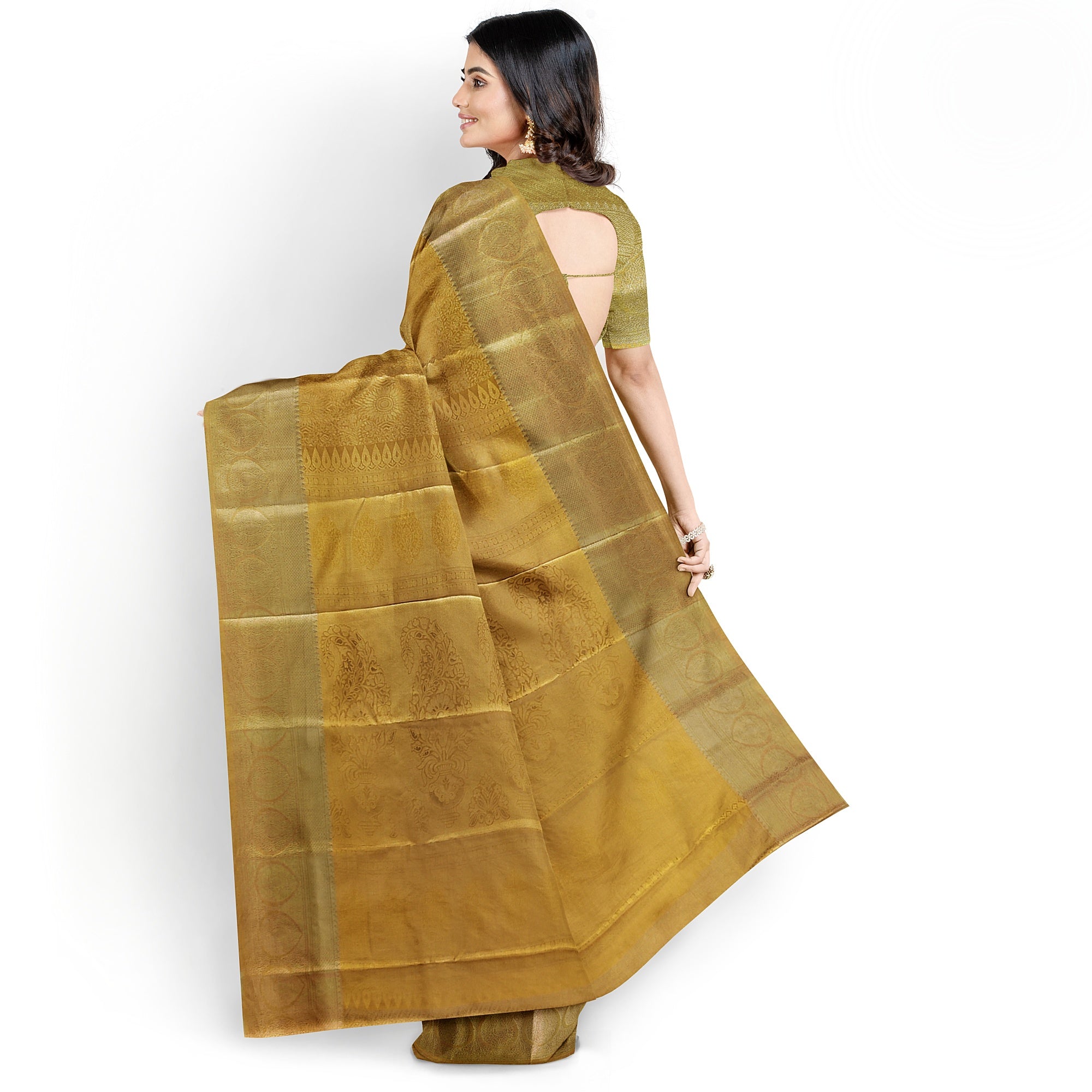 Pure Gold Saree with Self Border – Timeless Elegance