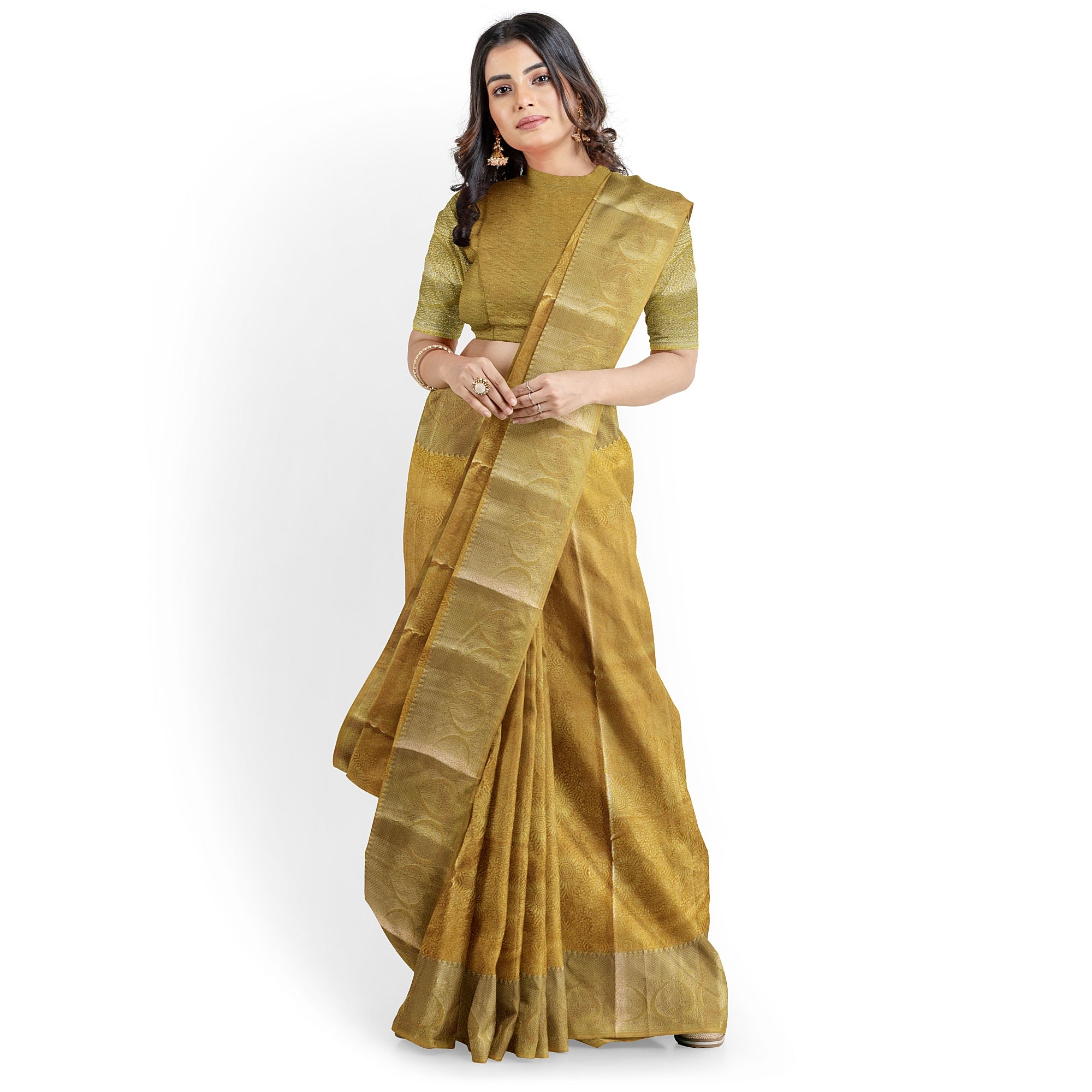 Pure Gold Saree with Self Border – Timeless Elegance