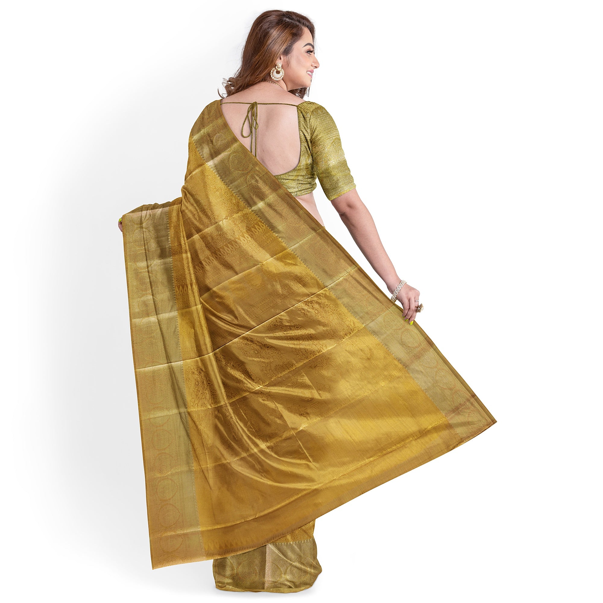Pure Gold Saree with Self Border – Timeless Elegance