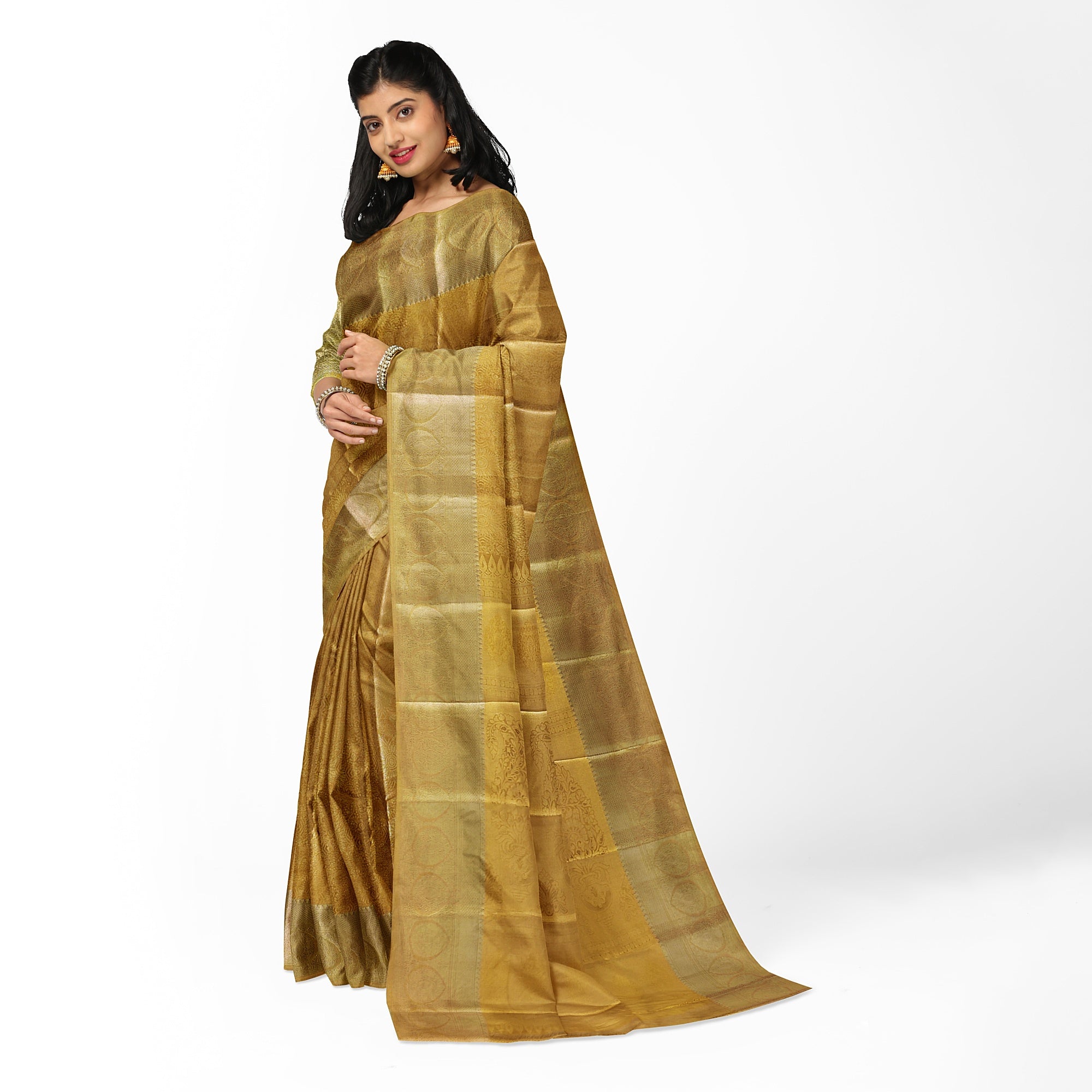 Pure Gold Saree with Self Border – Timeless Elegance