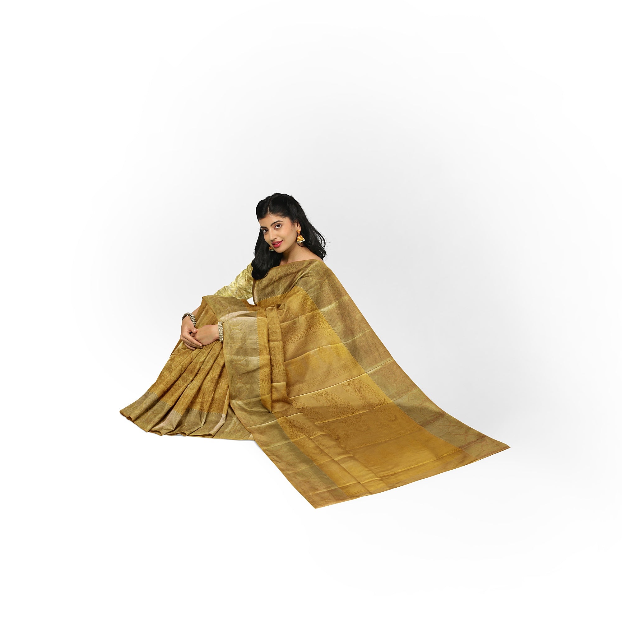 Pure Gold Saree with Self Border – Timeless Elegance