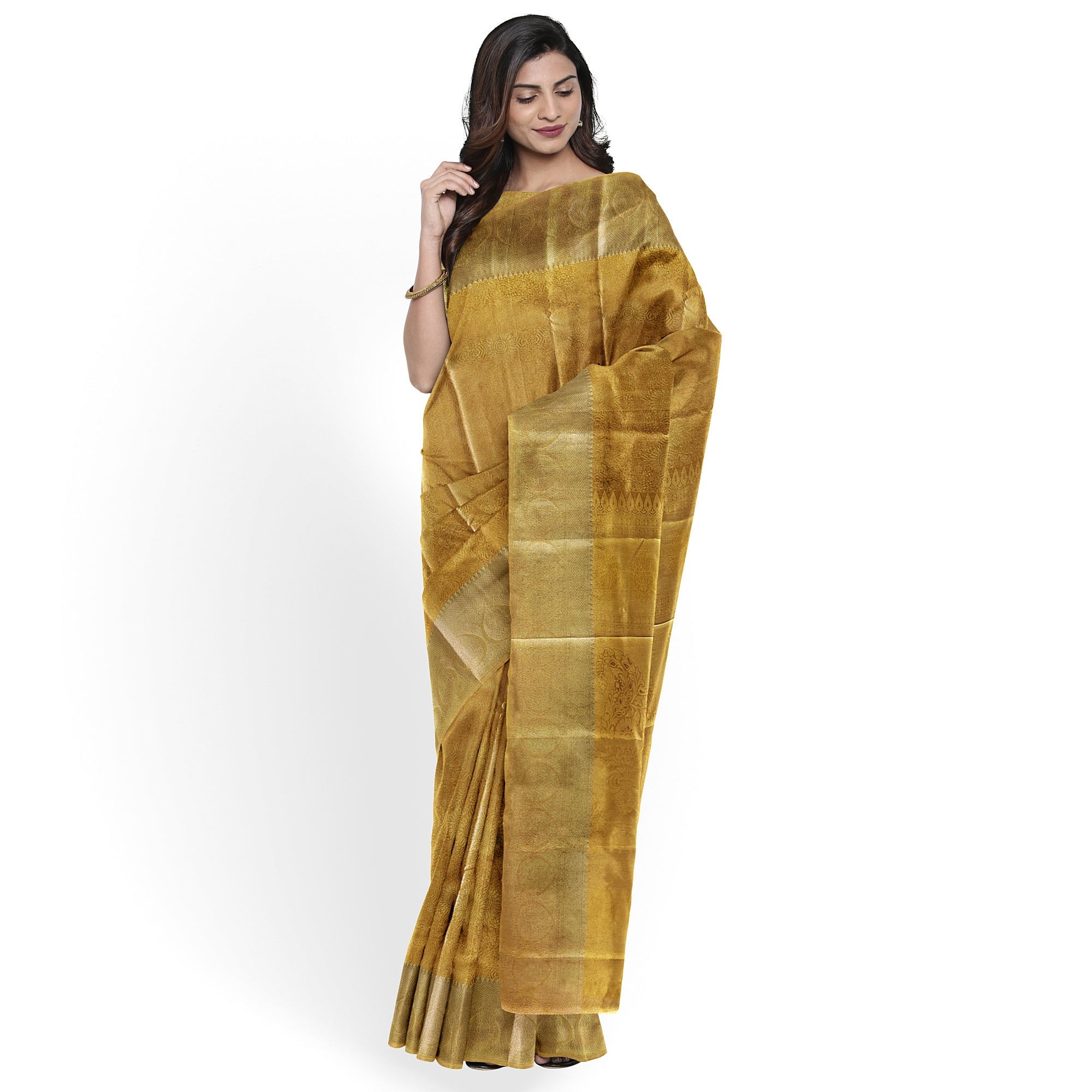 Pure Gold Saree with Self Border – Timeless Elegance