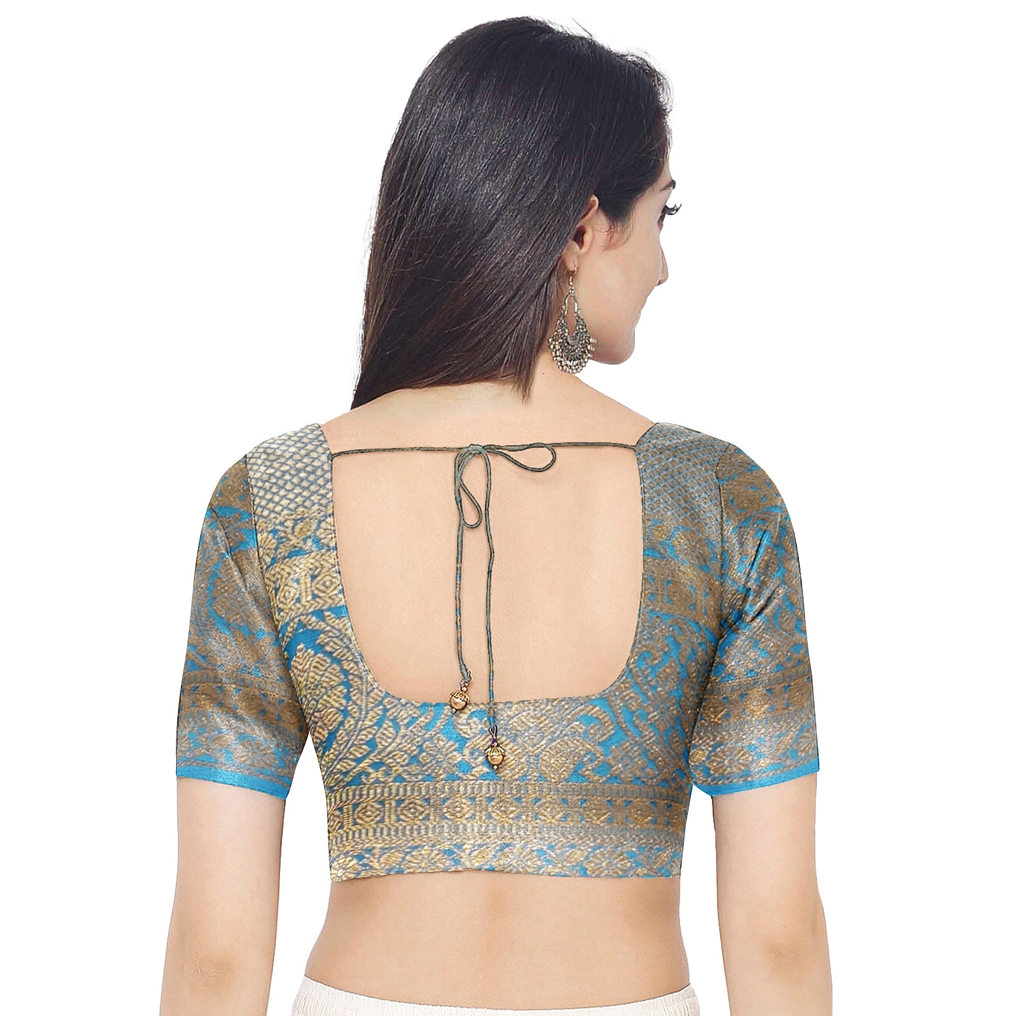 Blue & Gold Tissue Silk Saree with Gold Double Shade – Grand Traditional Look
