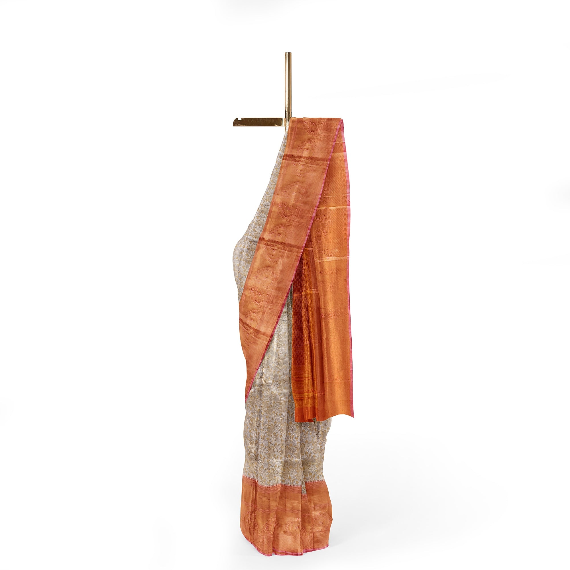 Goldish Cream with Peach Border – Fancy Wedding Wear Saree