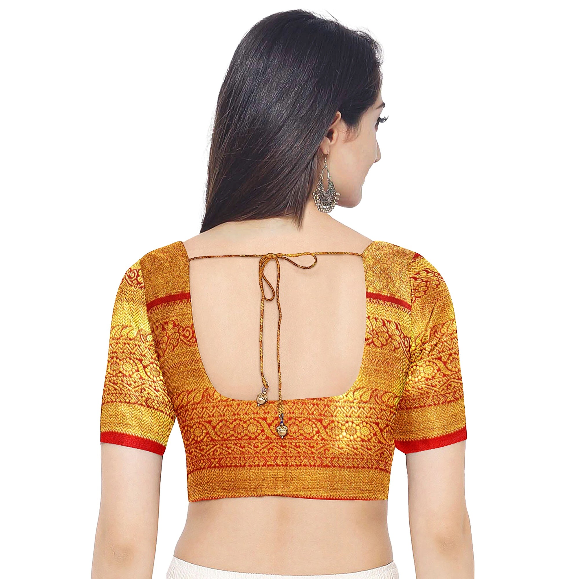 Gold Saree with Red Border – Grand Look