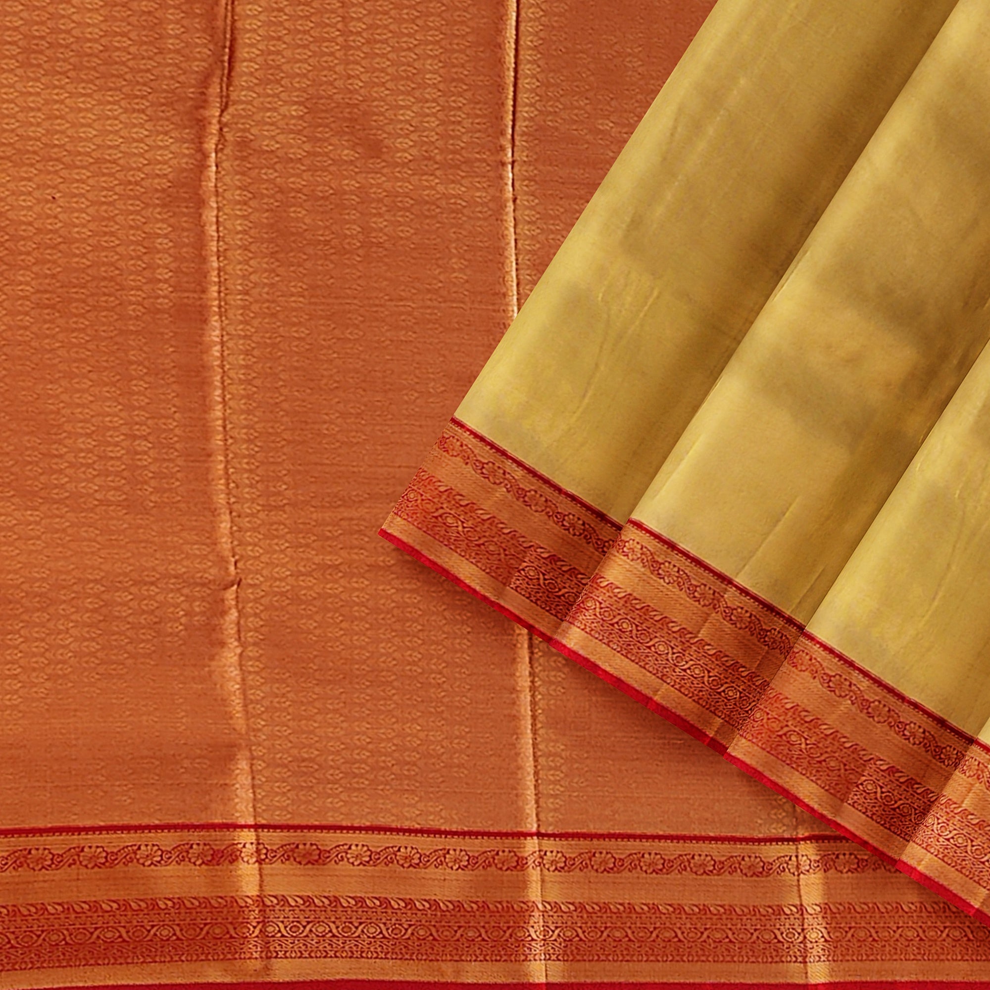 Gold Saree with Red Border – Grand Look