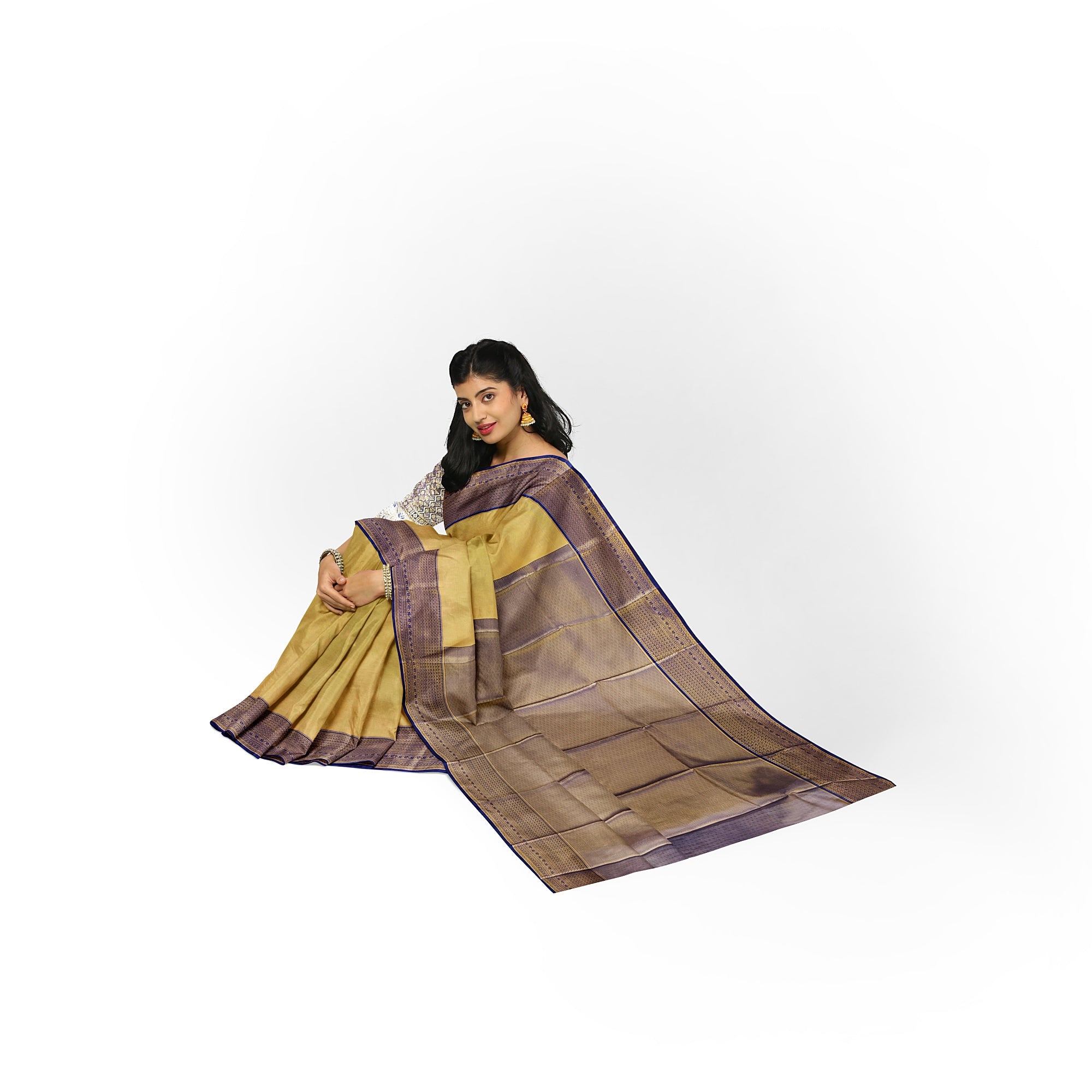 Gold Saree with Dark Wine Border – Grand Look in Budget Range