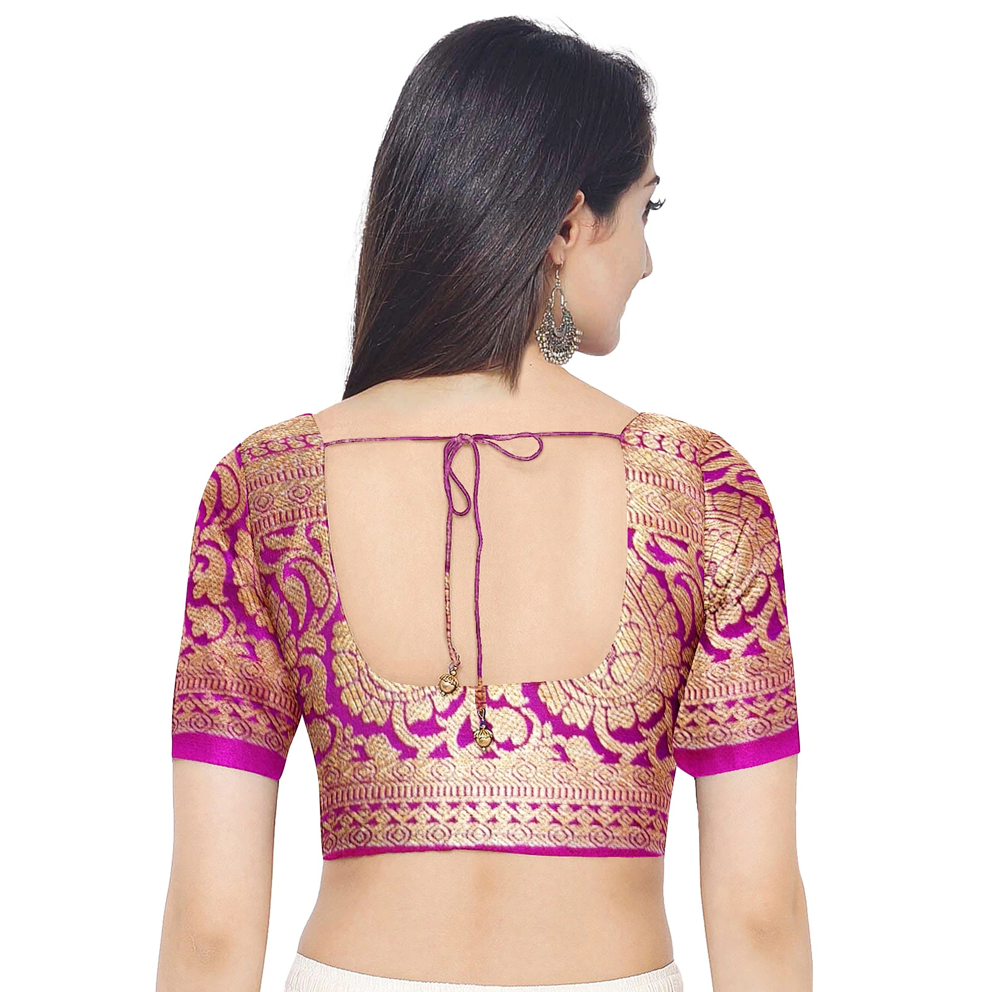 Gold Saree with Magenta Pink Border – Affordable Wedding Elegance