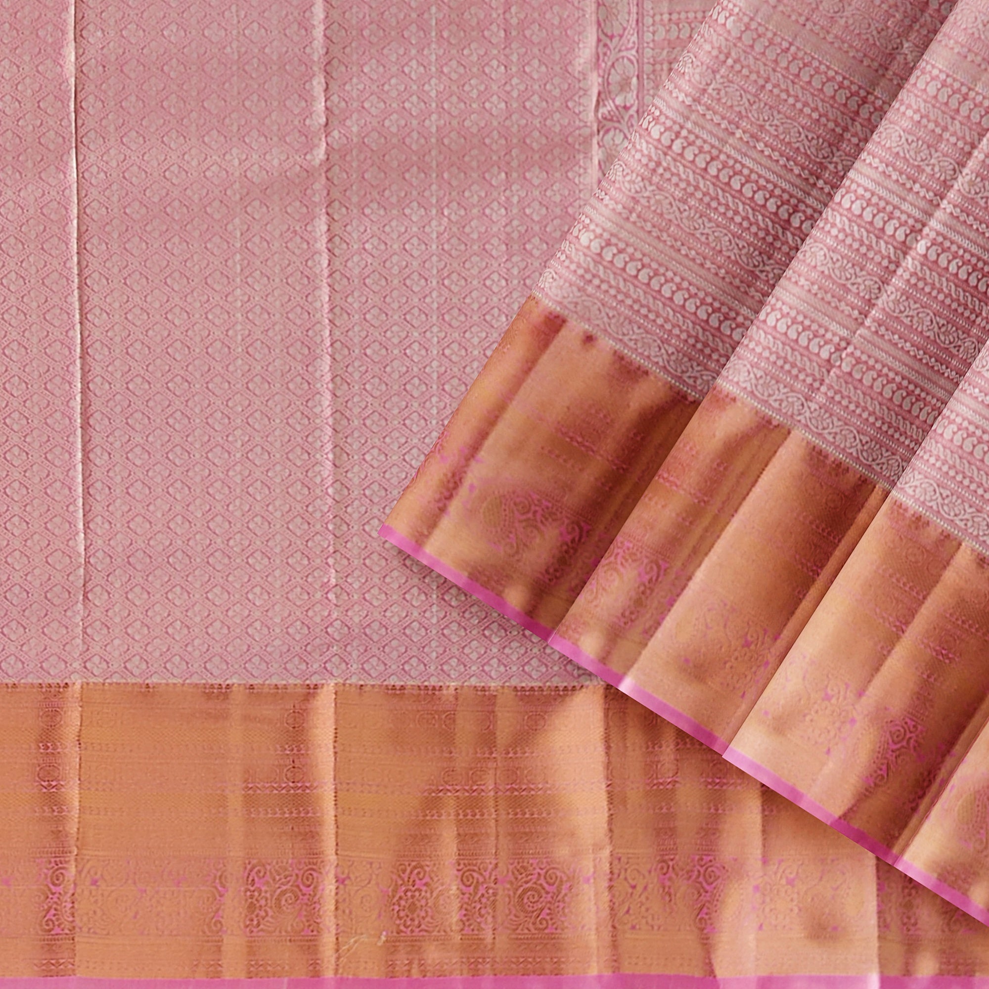 Baby Pink Semi Tissue Saree with Silver Zari – Elegant and Graceful