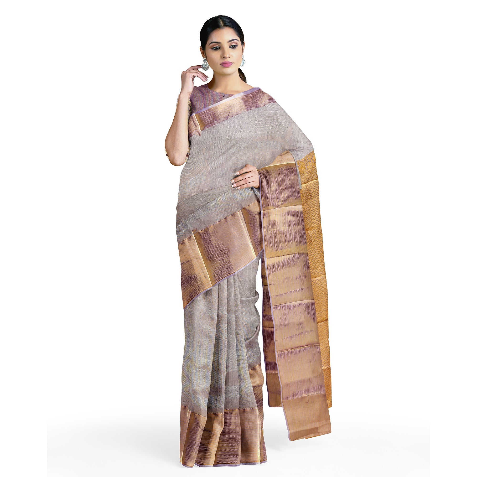 Lavender Semi Tissue Silk Saree – A Grand Blend of Tradition & Elegance