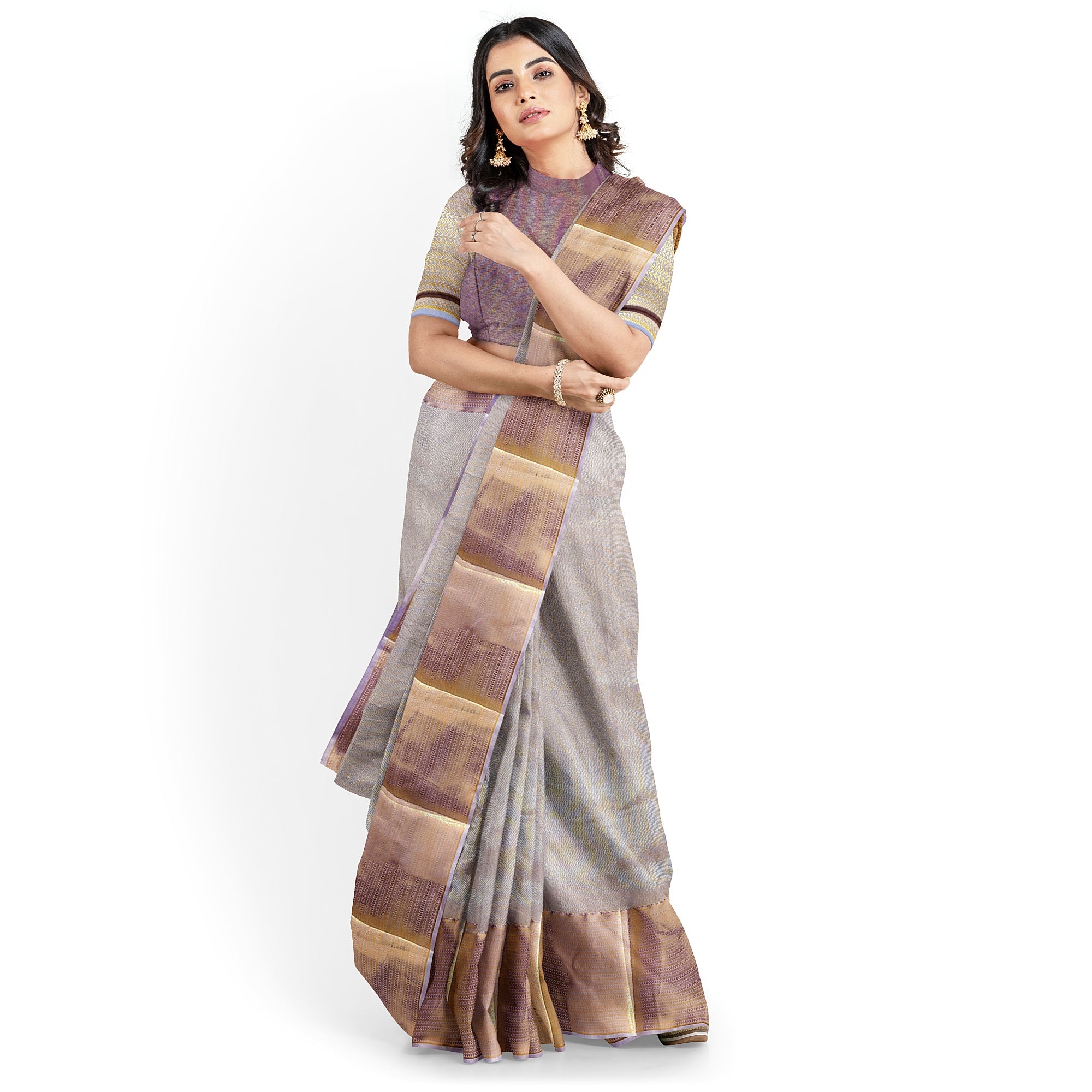 Lavender Semi Tissue Silk Saree – A Grand Blend of Tradition & Elegance