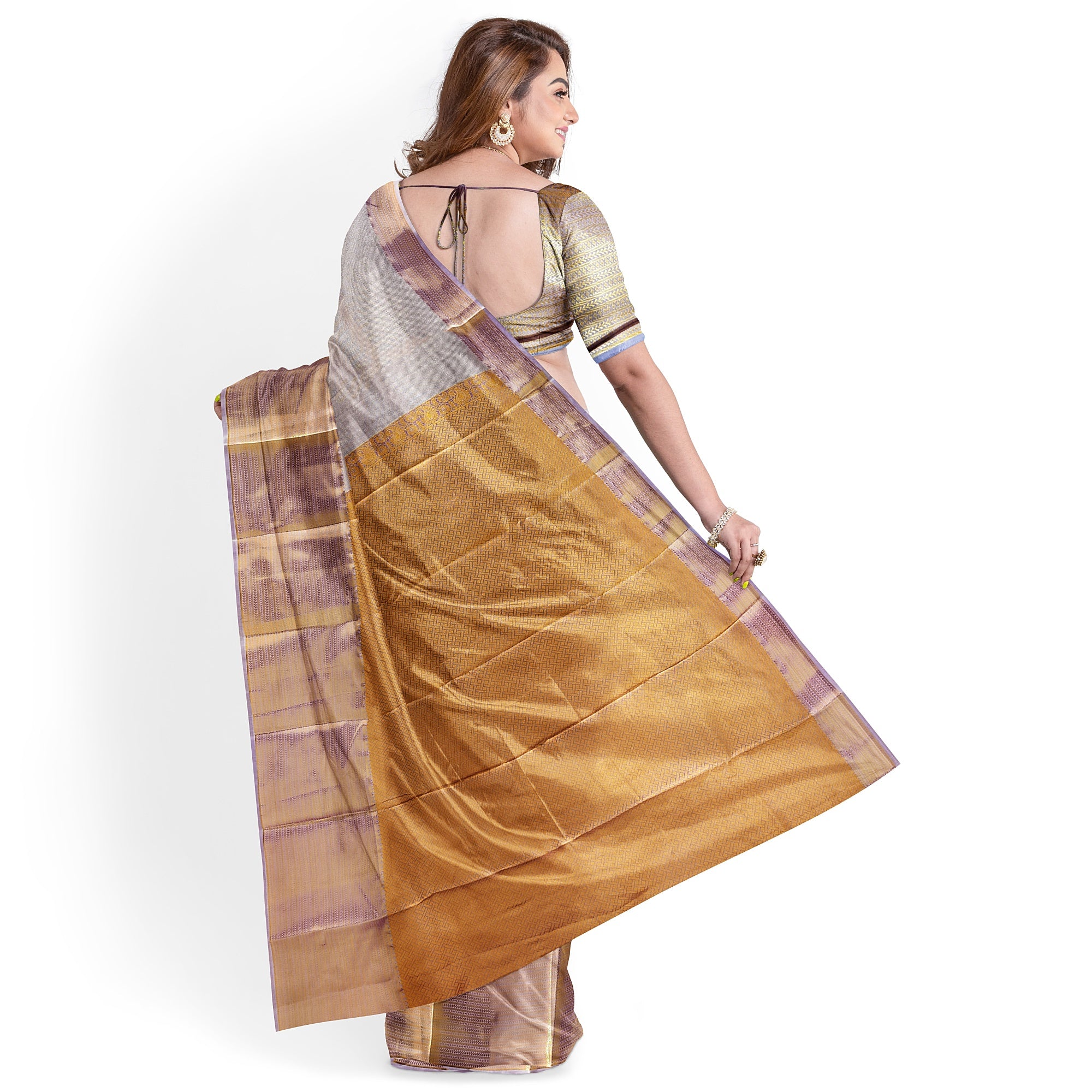 Lavender Semi Tissue Silk Saree – A Grand Blend of Tradition & Elegance