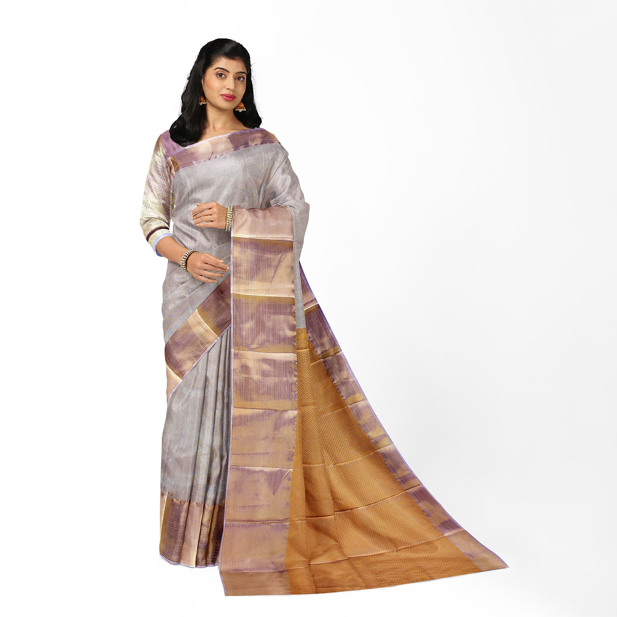 Lavender Semi Tissue Silk Saree – A Grand Blend of Tradition & Elegance