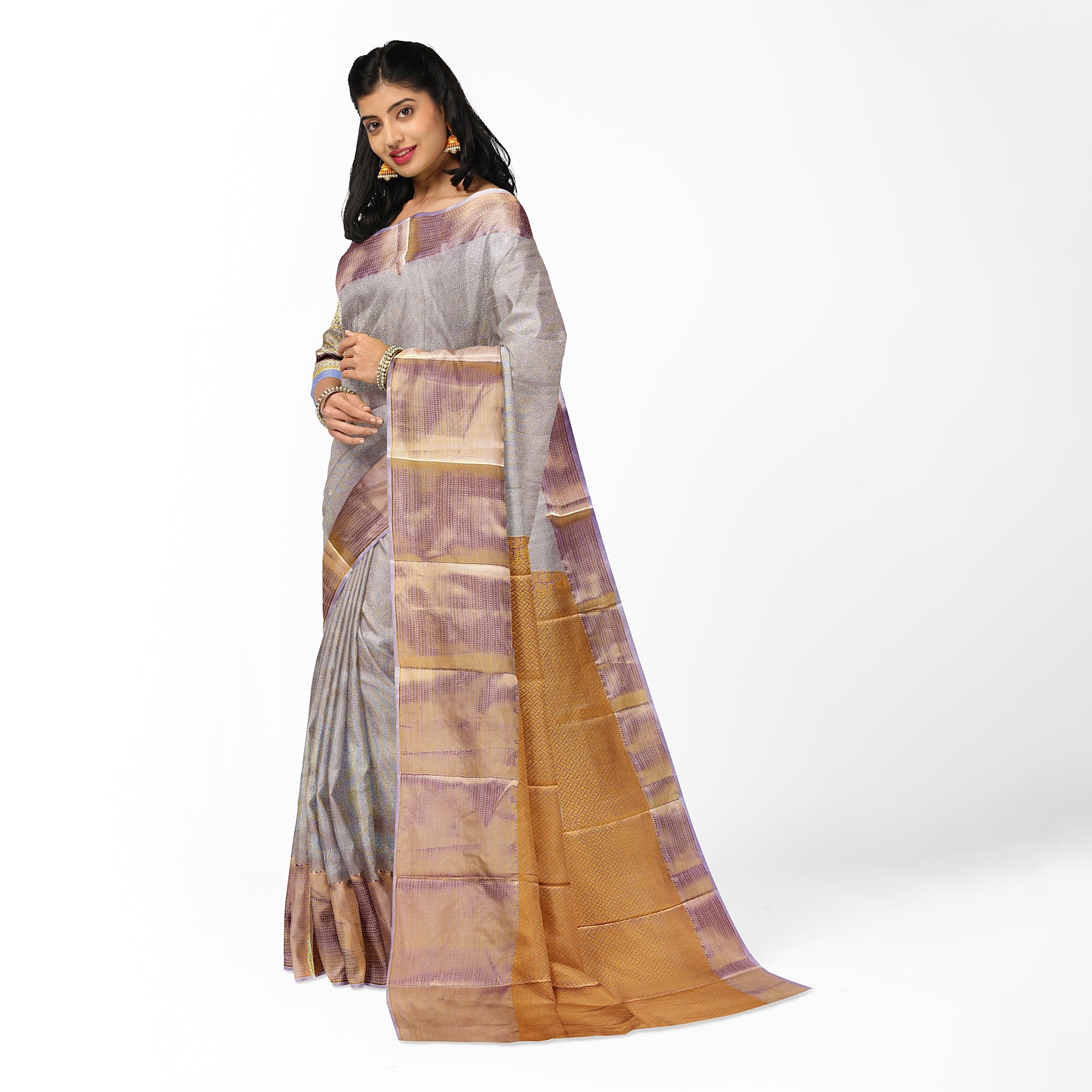 Lavender Semi Tissue Silk Saree – A Grand Blend of Tradition & Elegance
