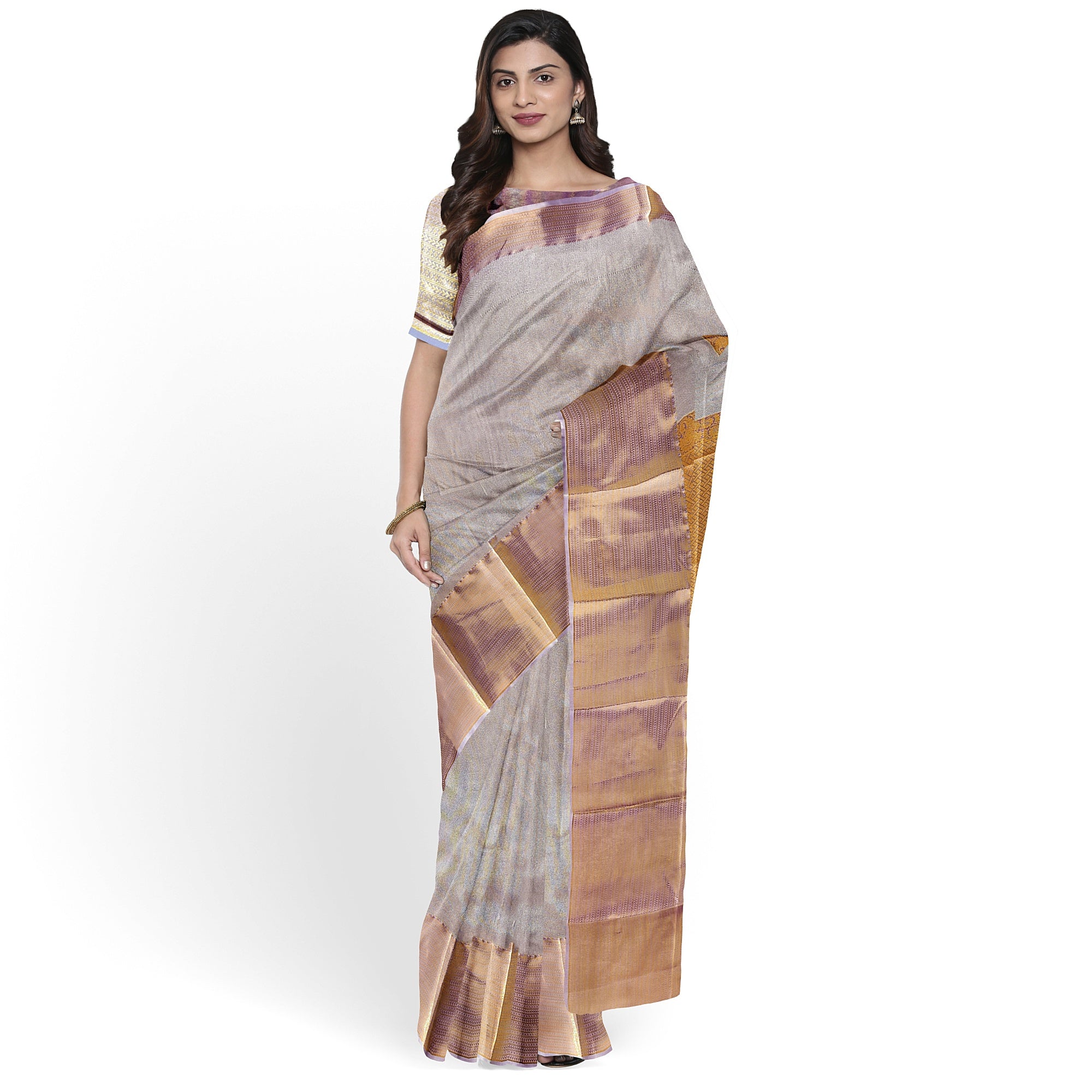 Lavender Semi Tissue Silk Saree – A Grand Blend of Tradition & Elegance