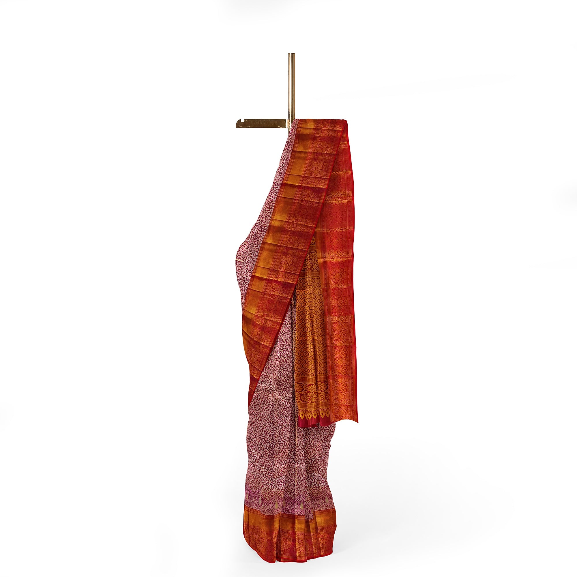 Pink and Magenta Traditional Tissue Saree with Floral Work – Timeless Elegance