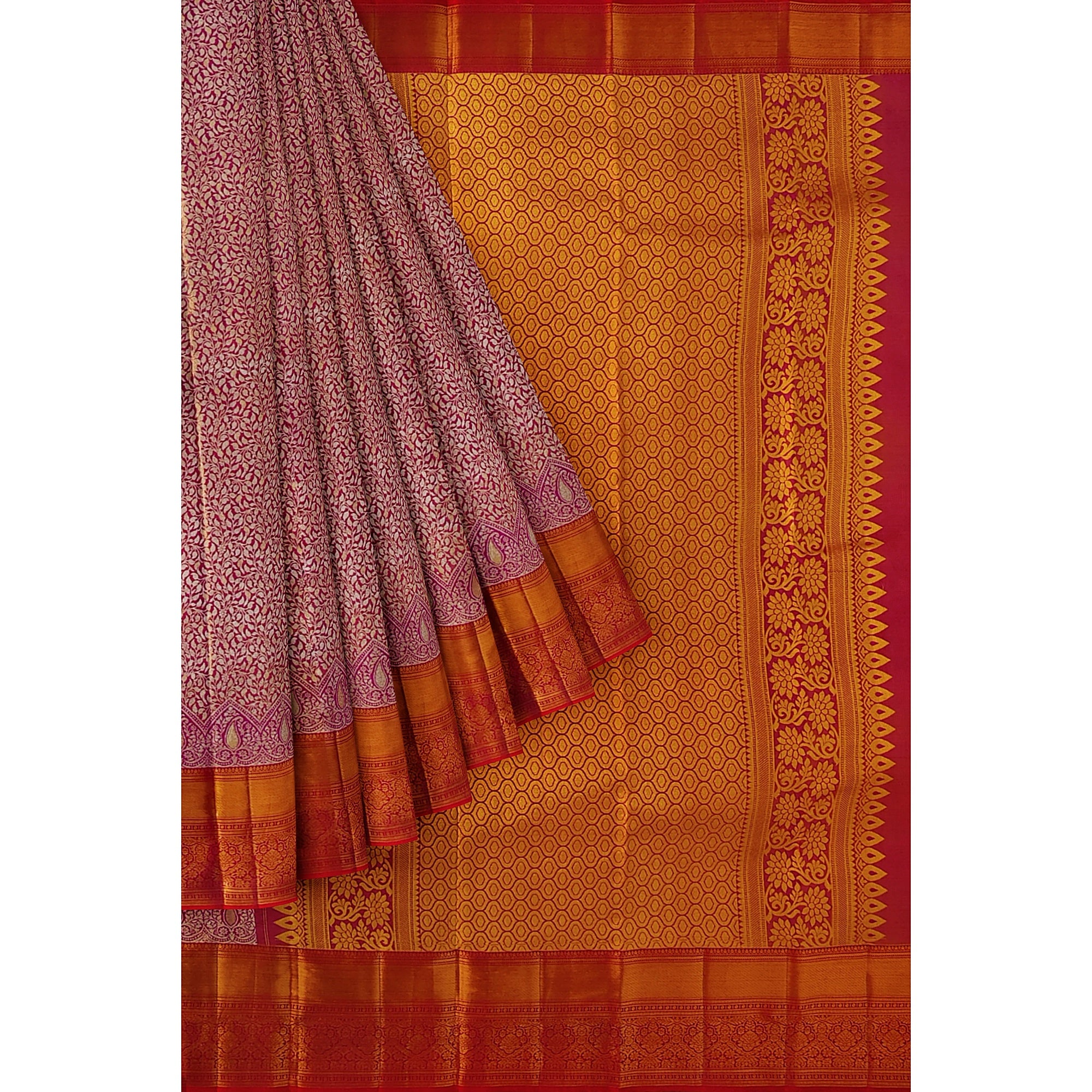 Pink and Magenta Traditional Tissue Saree with Floral Work – Timeless Elegance