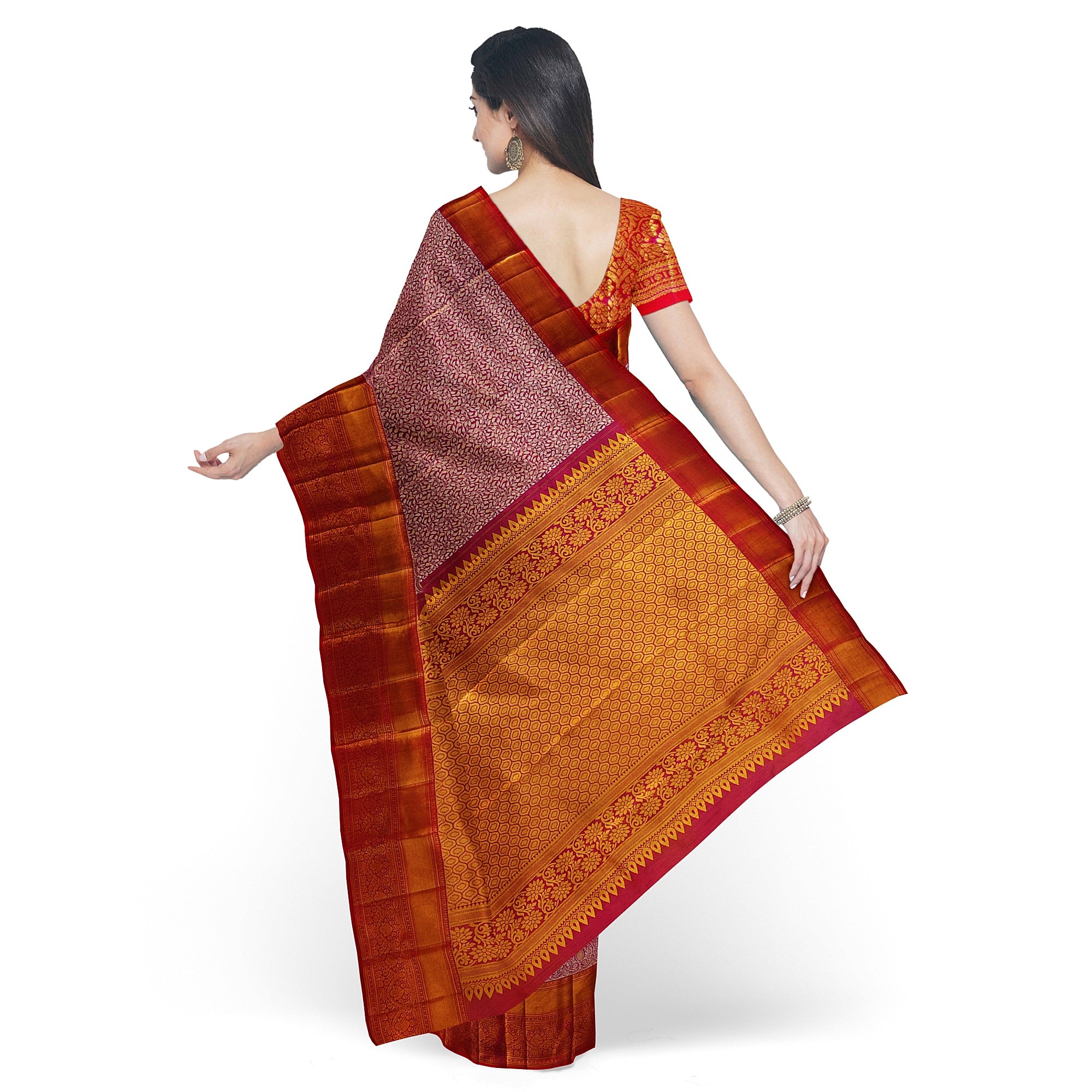 Pink and Magenta Traditional Tissue Saree with Floral Work – Timeless Elegance